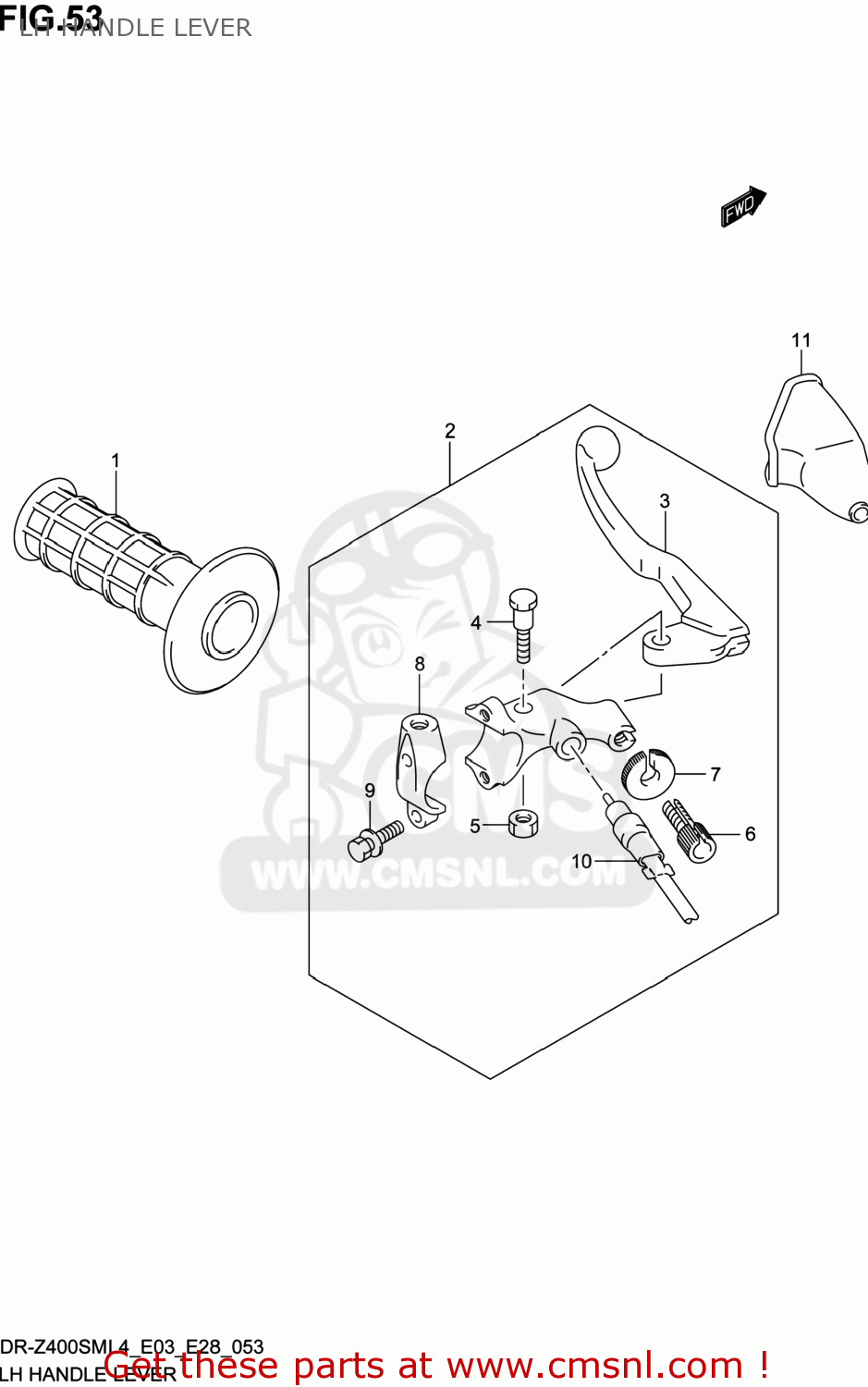 LH HANDLE LEVER DR-Z400SM 2014 (L4) USA (E03) DRZ400SM DR Z400SM