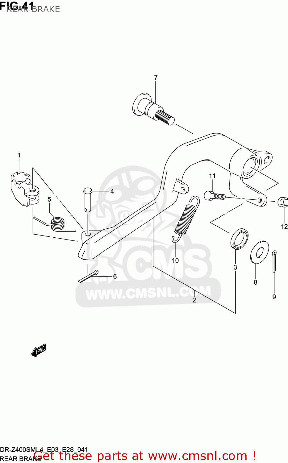 REAR BRAKE DR-Z400SM 2014 (L4) USA (E03) DRZ400SM DR Z400SM