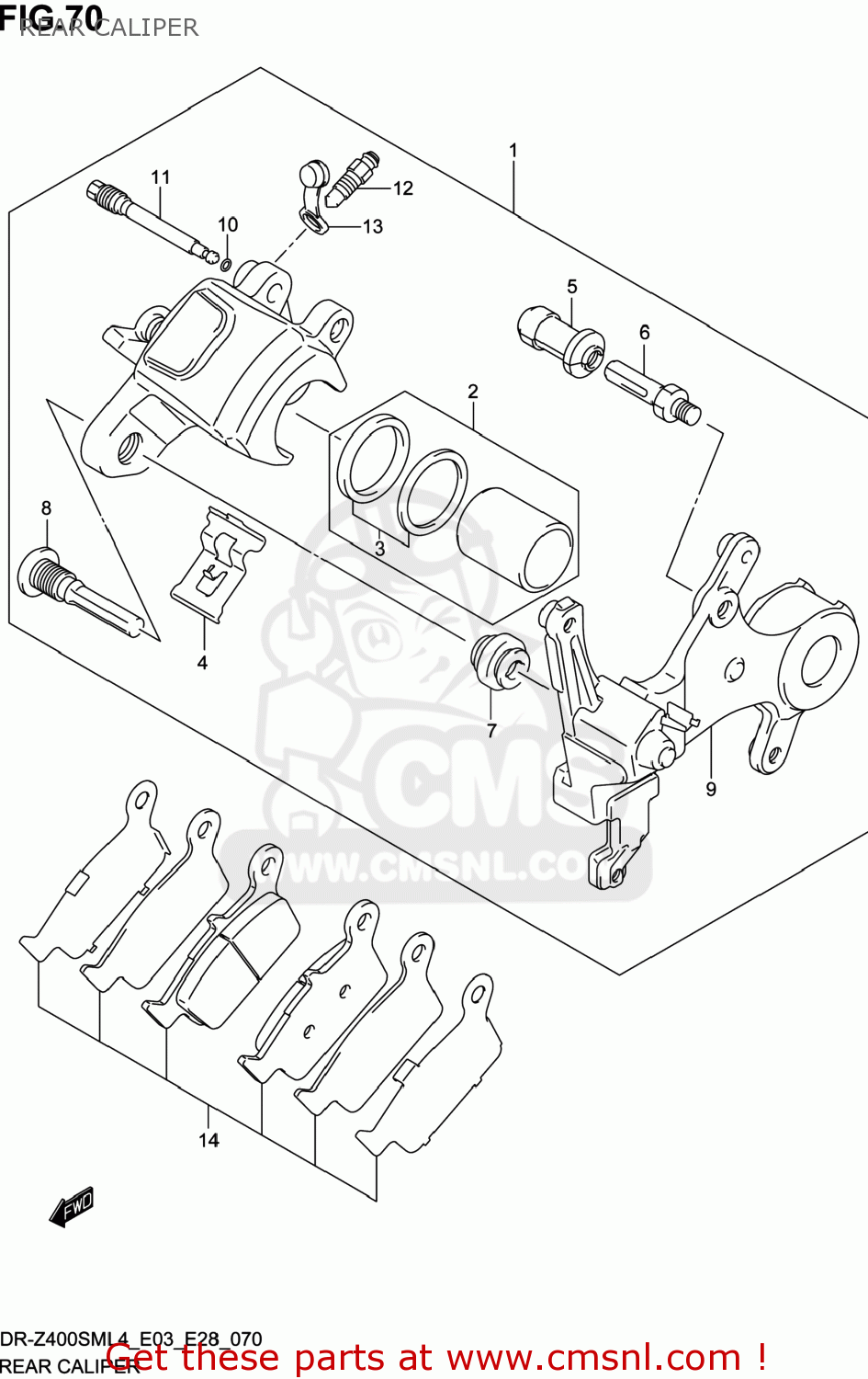 REAR CALIPER DR-Z400SM 2014 (L4) USA (E03) DRZ400SM DR Z400SM