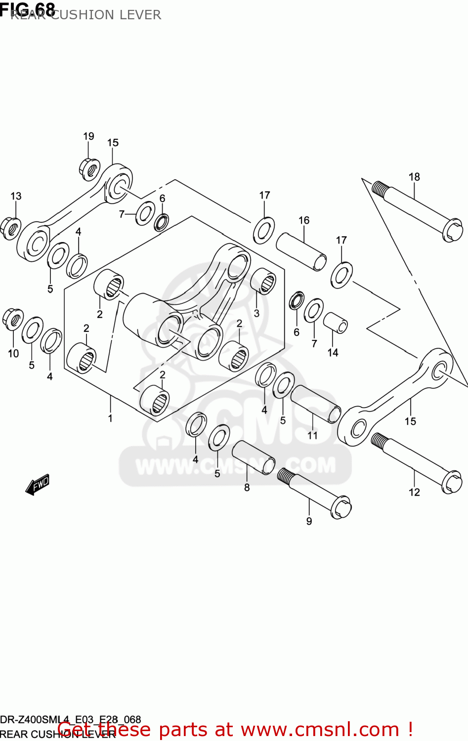REAR CUSHION LEVER DR-Z400SM 2014 (L4) USA (E03) DRZ400SM DR Z400SM