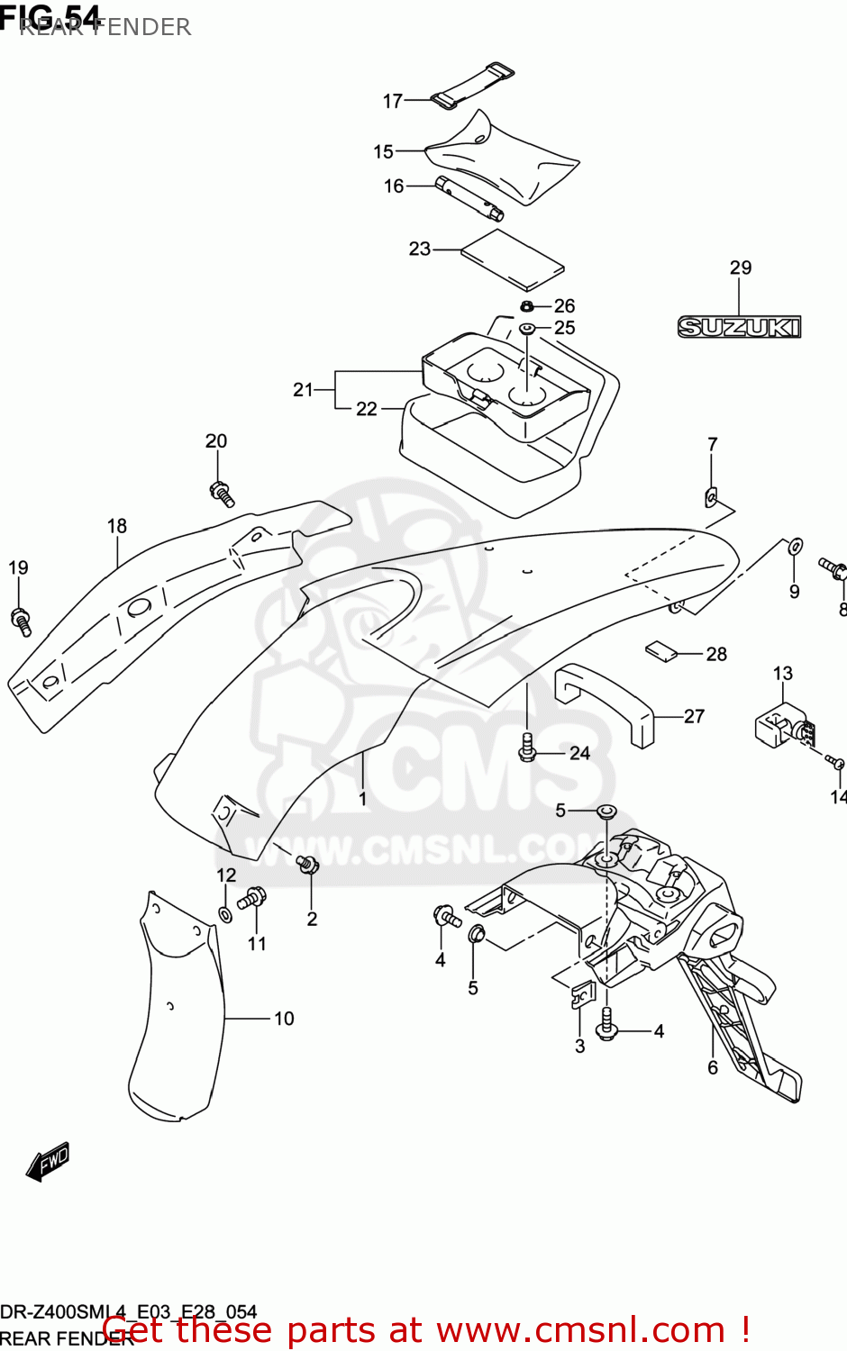 REAR FENDER DR-Z400SM 2014 (L4) USA (E03) DRZ400SM DR Z400SM
