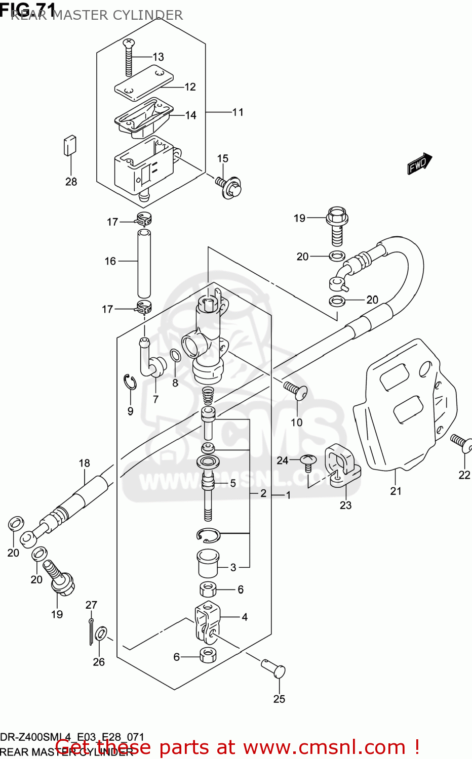 REAR MASTER CYLINDER DR-Z400SM 2014 (L4) USA (E03) DRZ400SM DR Z400SM