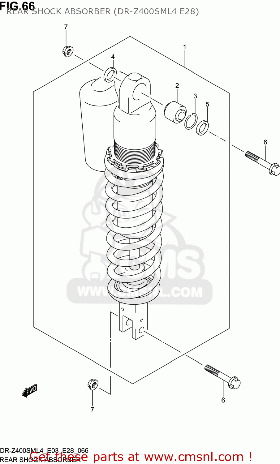 REAR SHOCK ABSORBER (DR-Z400SML4 E28) DR-Z400SM 2014 (L4) USA (E03) DRZ400SM DR Z400SM