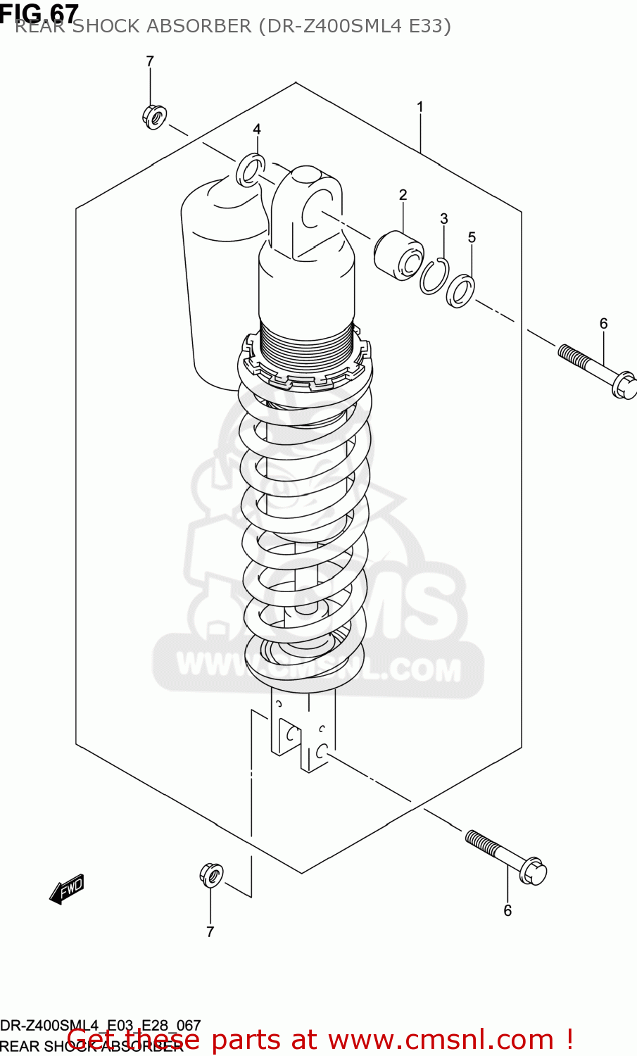 REAR SHOCK ABSORBER (DR-Z400SML4 E33) DR-Z400SM 2014 (L4) USA (E03) DRZ400SM DR Z400SM