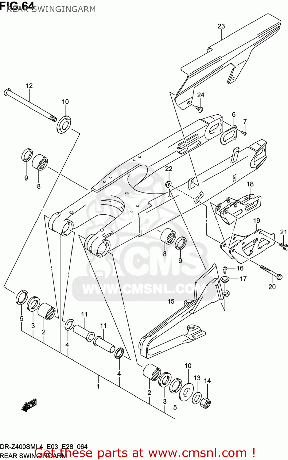 REAR SWINGINGARM DR-Z400SM 2014 (L4) USA (E03) DRZ400SM DR Z400SM