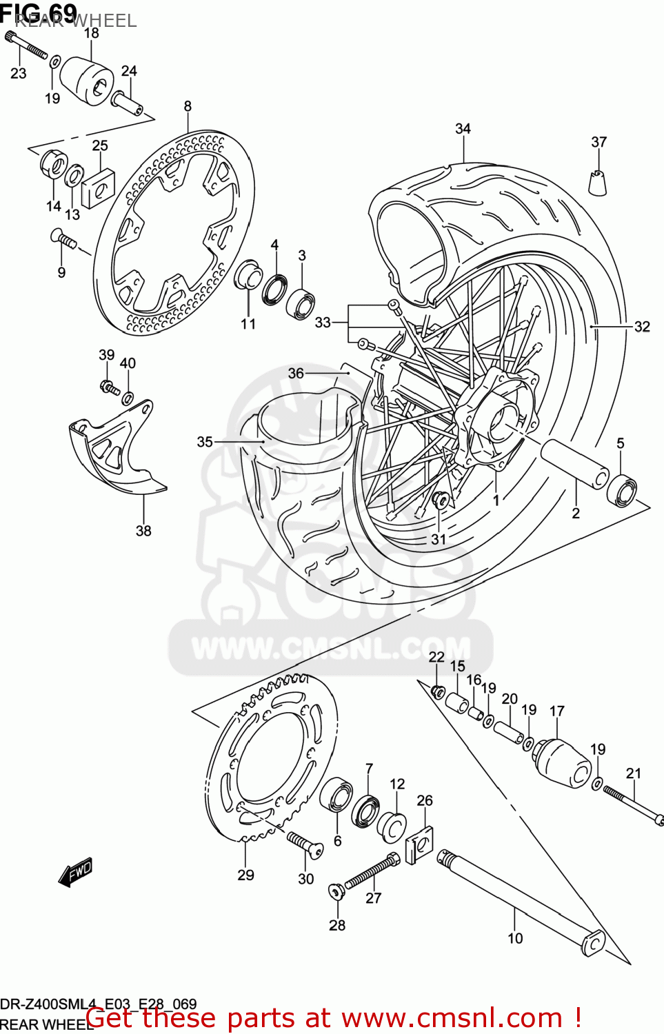 REAR WHEEL DR-Z400SM 2014 (L4) USA (E03) DRZ400SM DR Z400SM