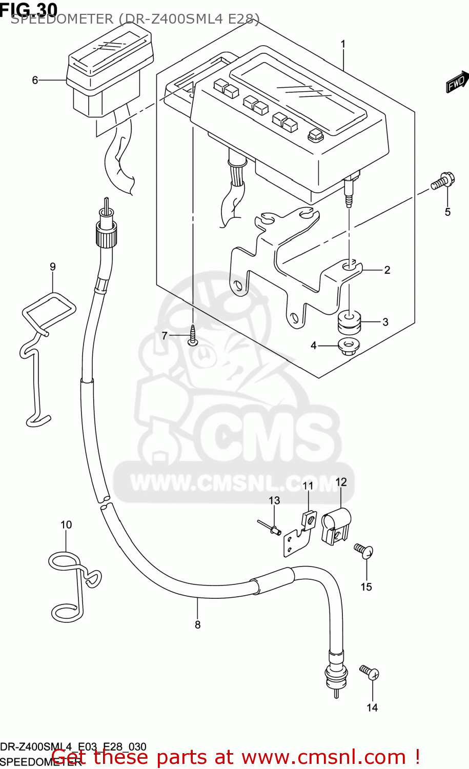 SPEEDOMETER (DR-Z400SML4 E28) DR-Z400SM 2014 (L4) USA (E03) DRZ400SM DR Z400SM