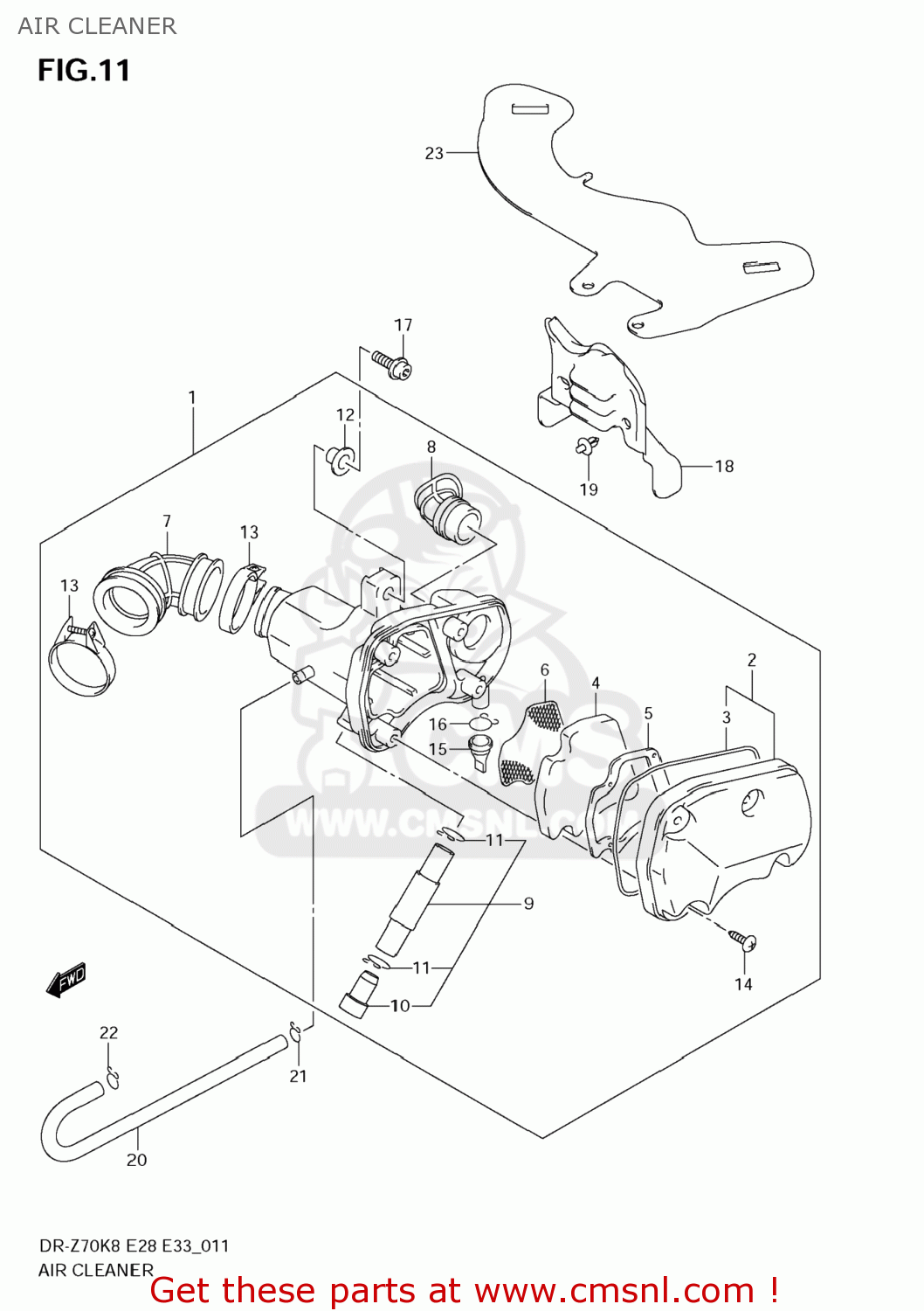AIR CLEANER DR-Z70 2008 (K8) USA (E03) DRZ70 DR Z70