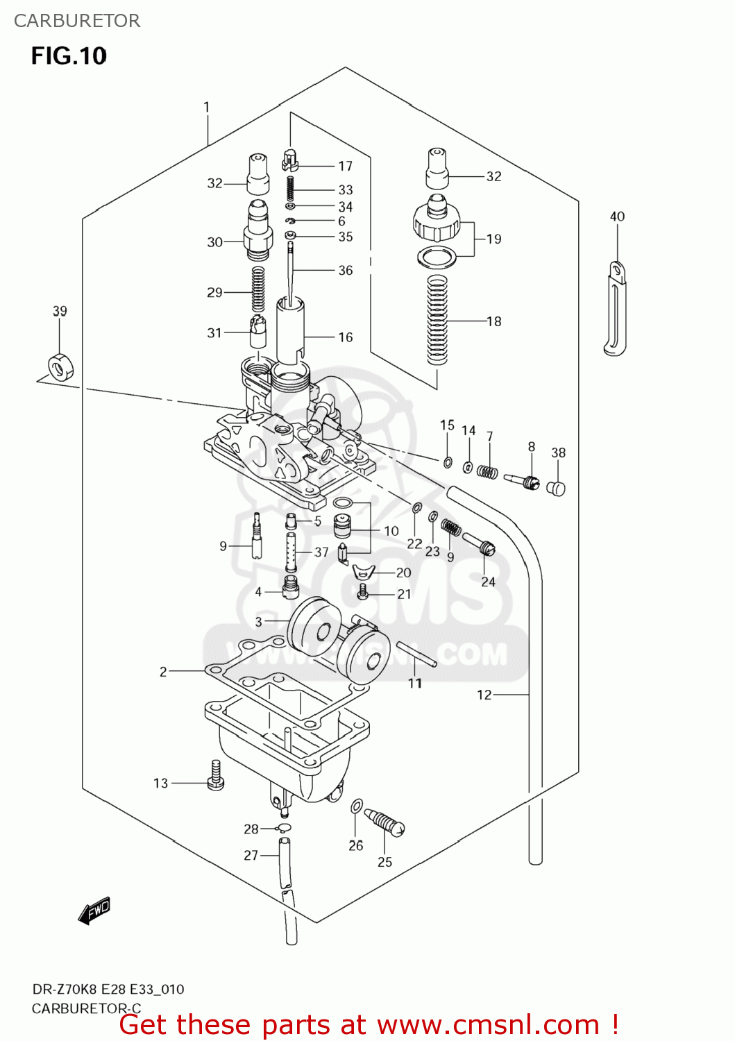 CARBURETOR DR-Z70 2008 (K8) USA (E03) DRZ70 DR Z70