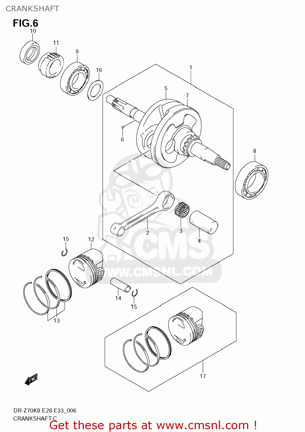 CRANKSHAFT DR-Z70 2008 (K8) USA (E03) DRZ70 DR Z70