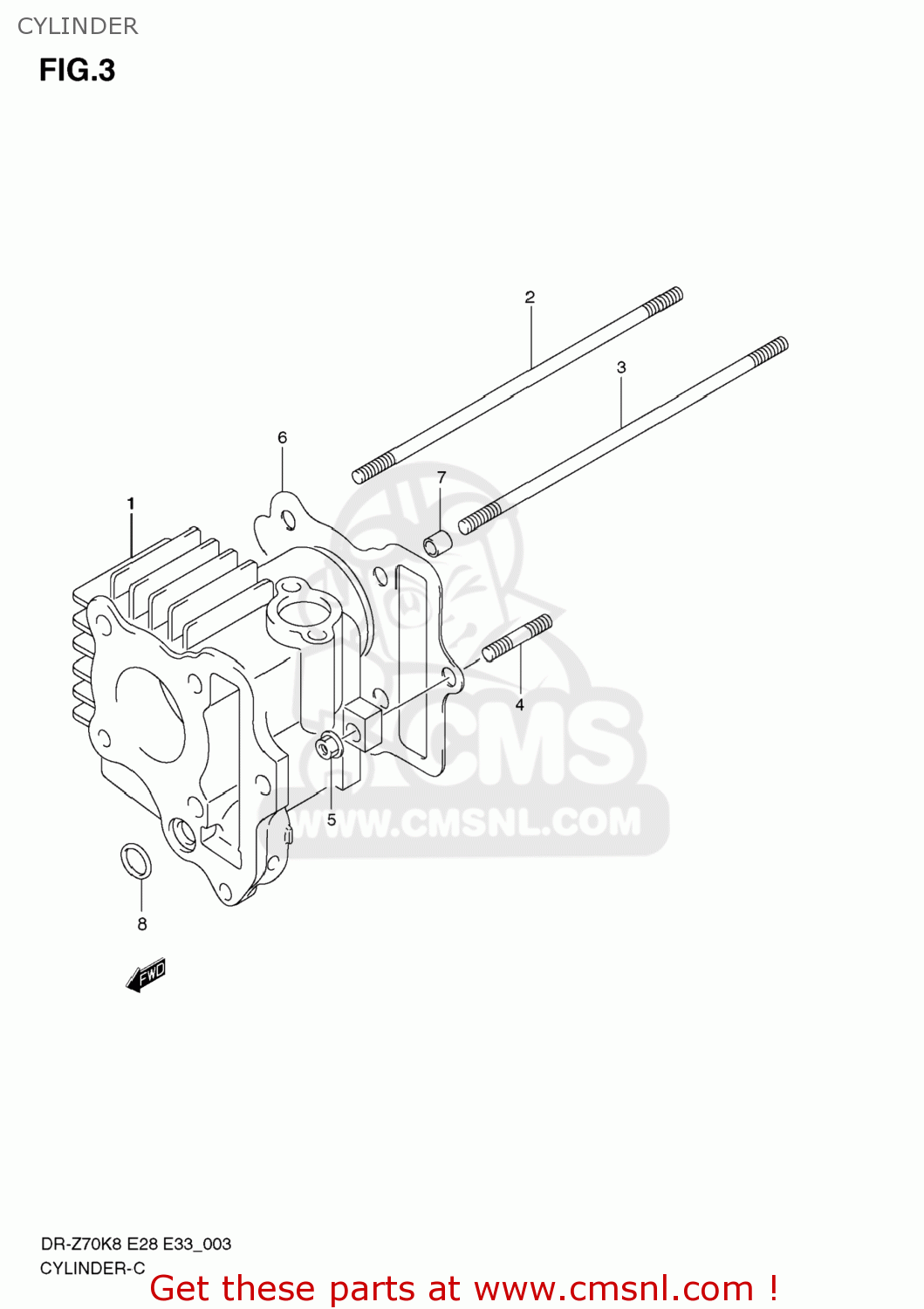 CYLINDER DR-Z70 2008 (K8) USA (E03) DRZ70 DR Z70