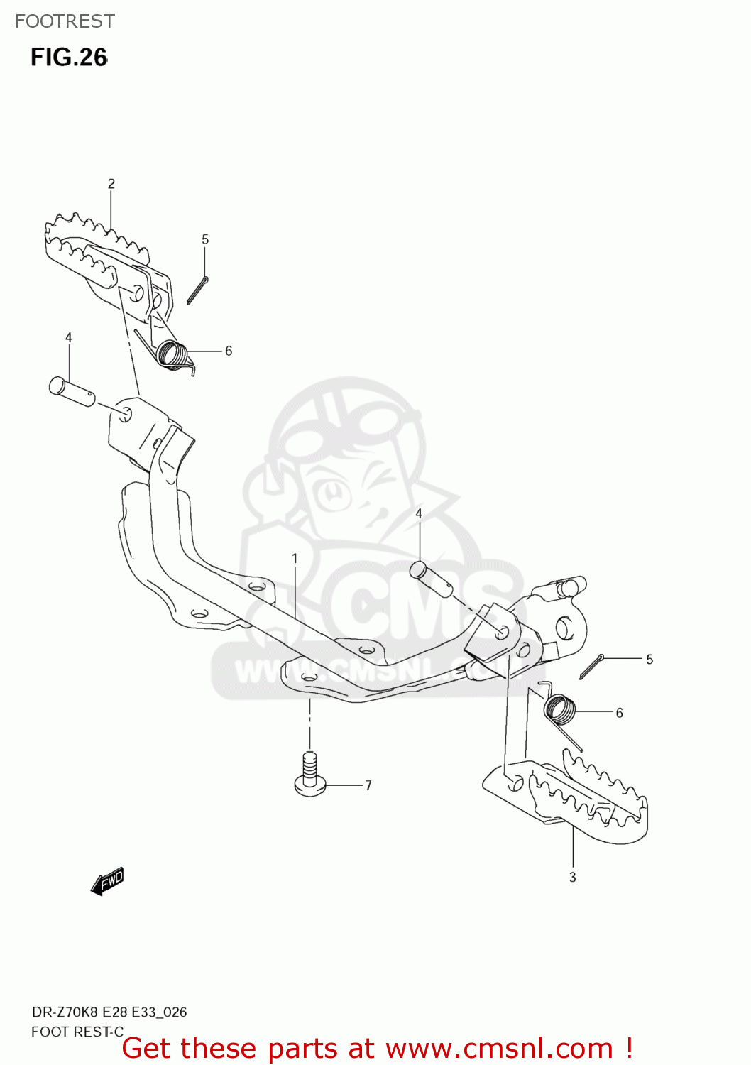 FOOTREST DR-Z70 2008 (K8) USA (E03) DRZ70 DR Z70