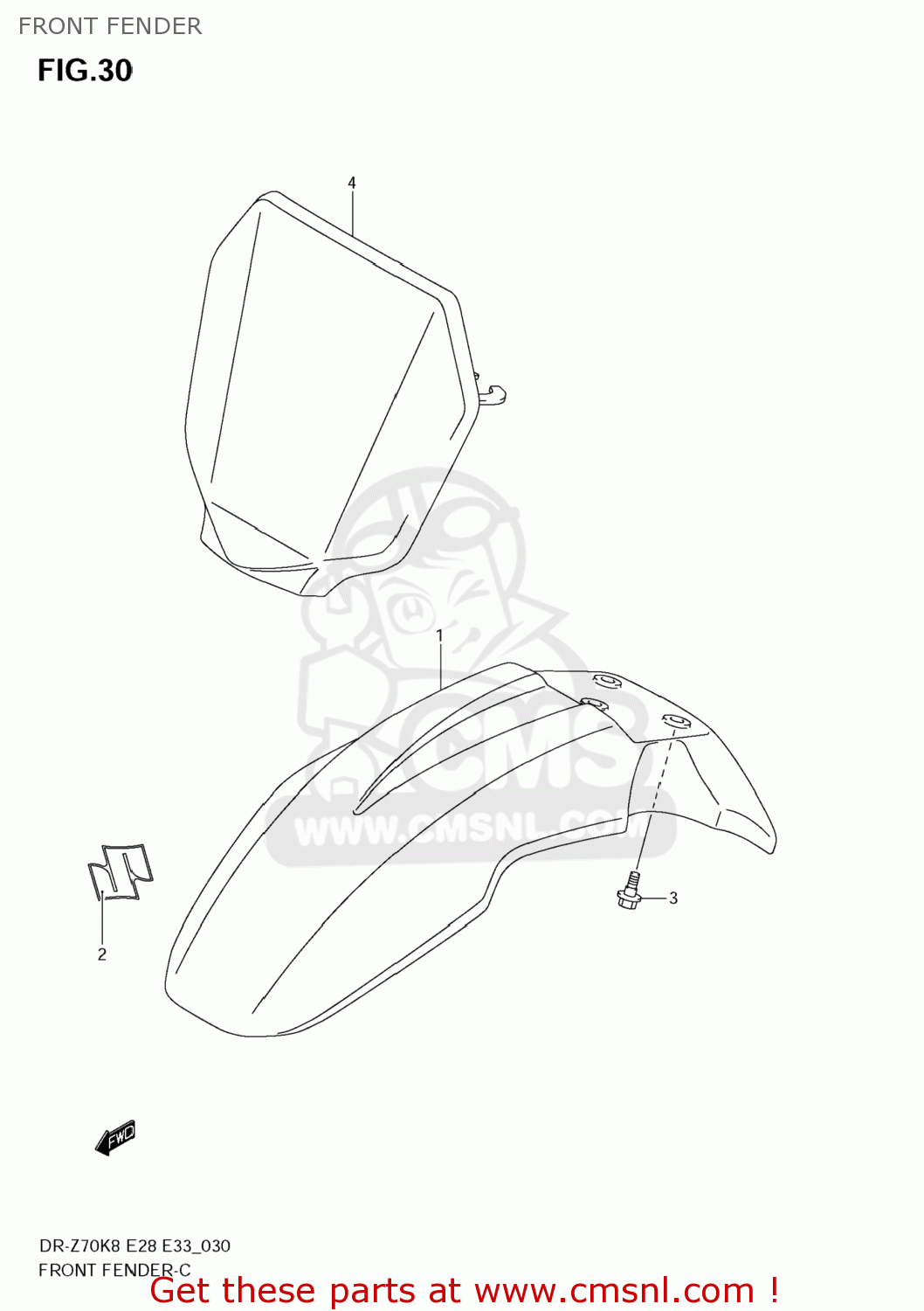 FRONT FENDER DR-Z70 2008 (K8) USA (E03) DRZ70 DR Z70
