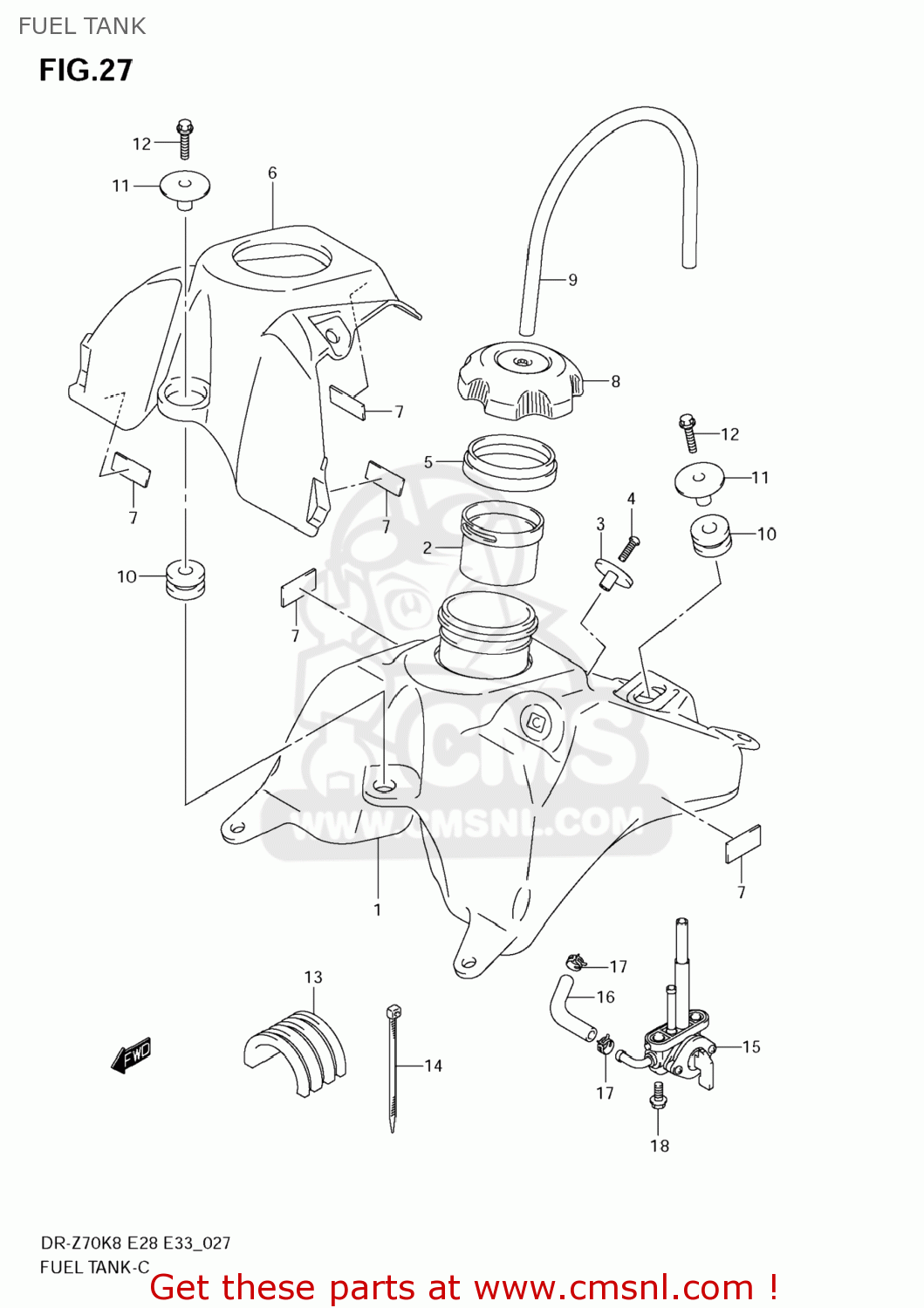 FUEL TANK DR-Z70 2008 (K8) USA (E03) DRZ70 DR Z70