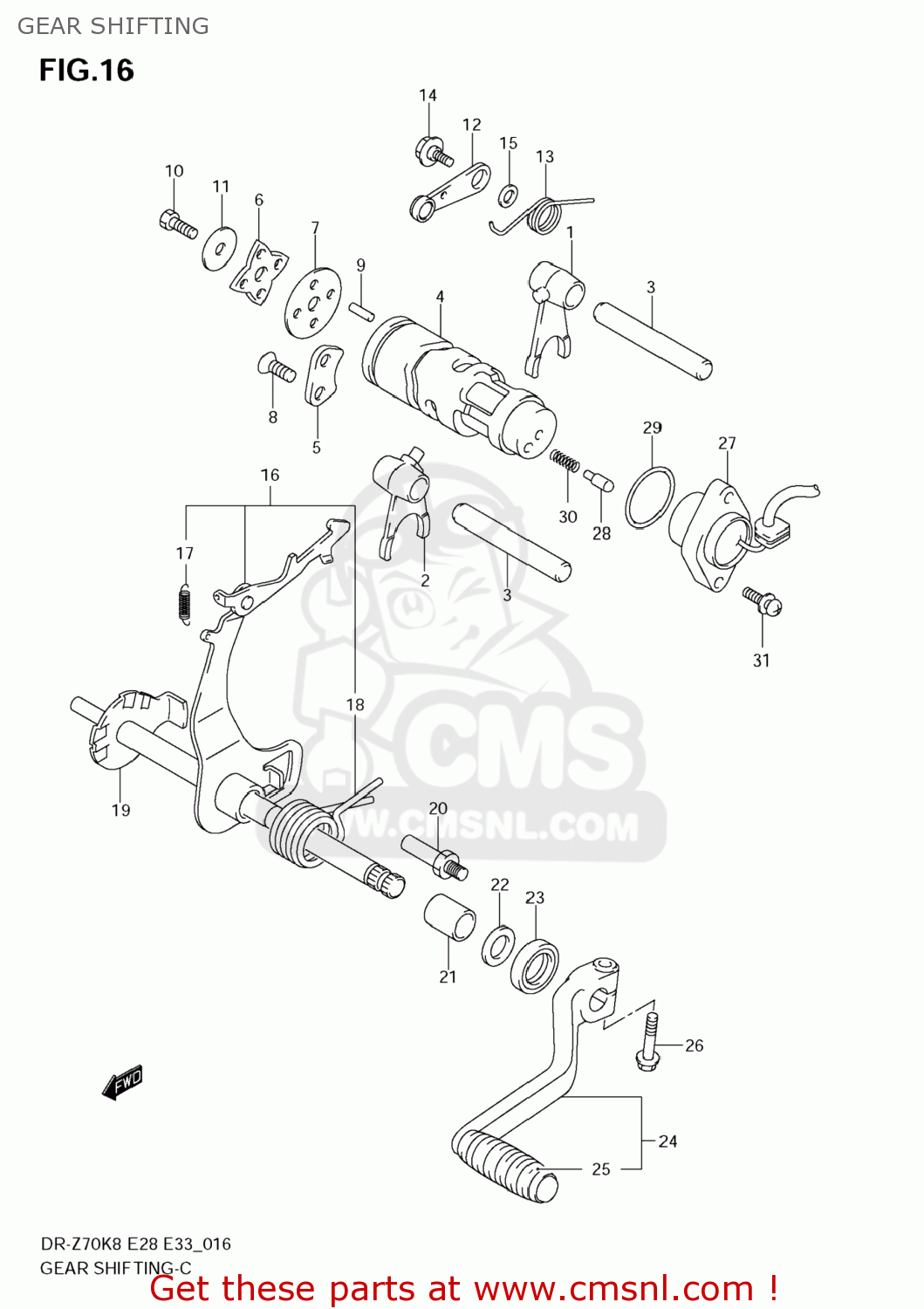 GEAR SHIFTING DR-Z70 2008 (K8) USA (E03) DRZ70 DR Z70