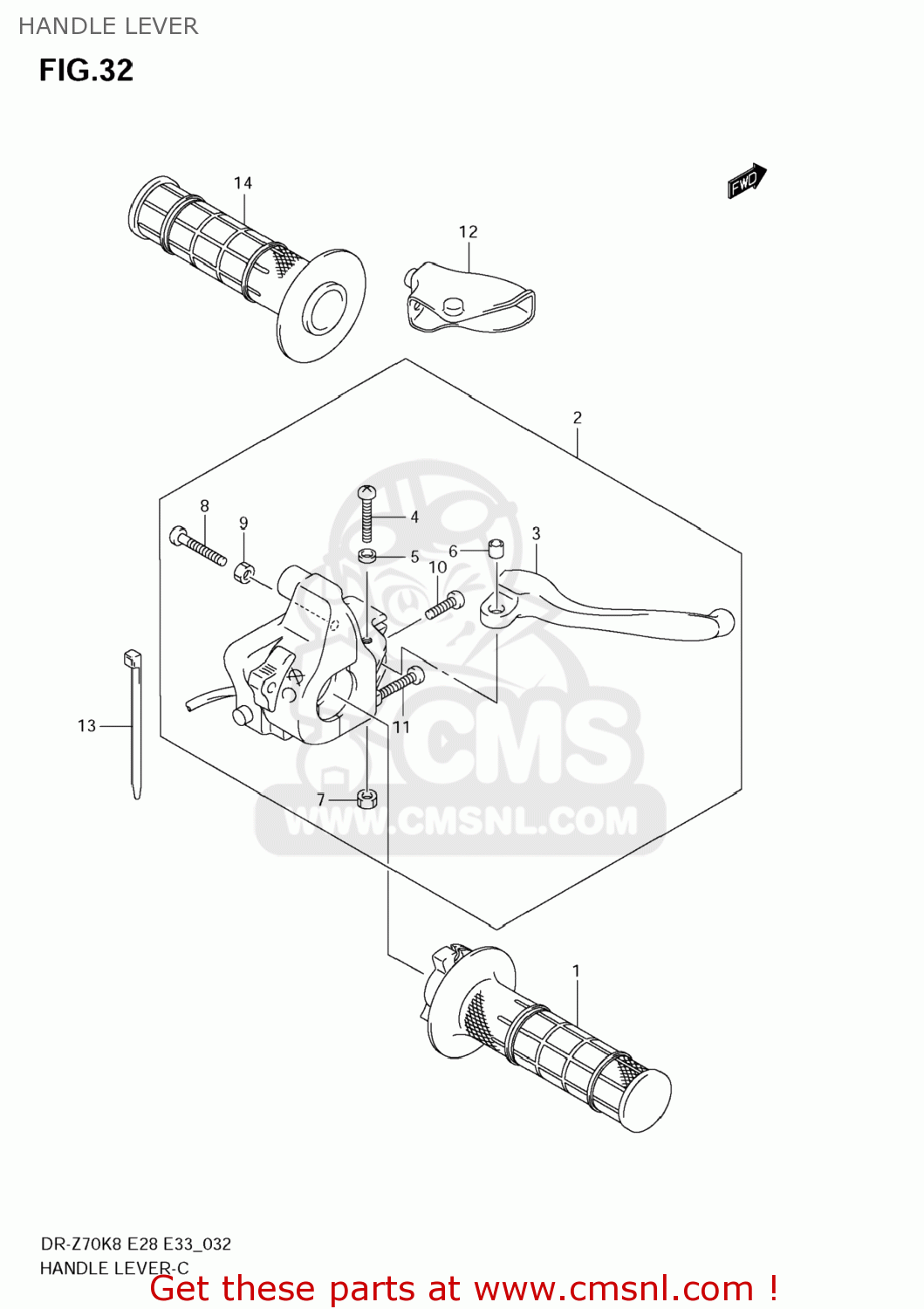HANDLE LEVER DR-Z70 2008 (K8) USA (E03) DRZ70 DR Z70
