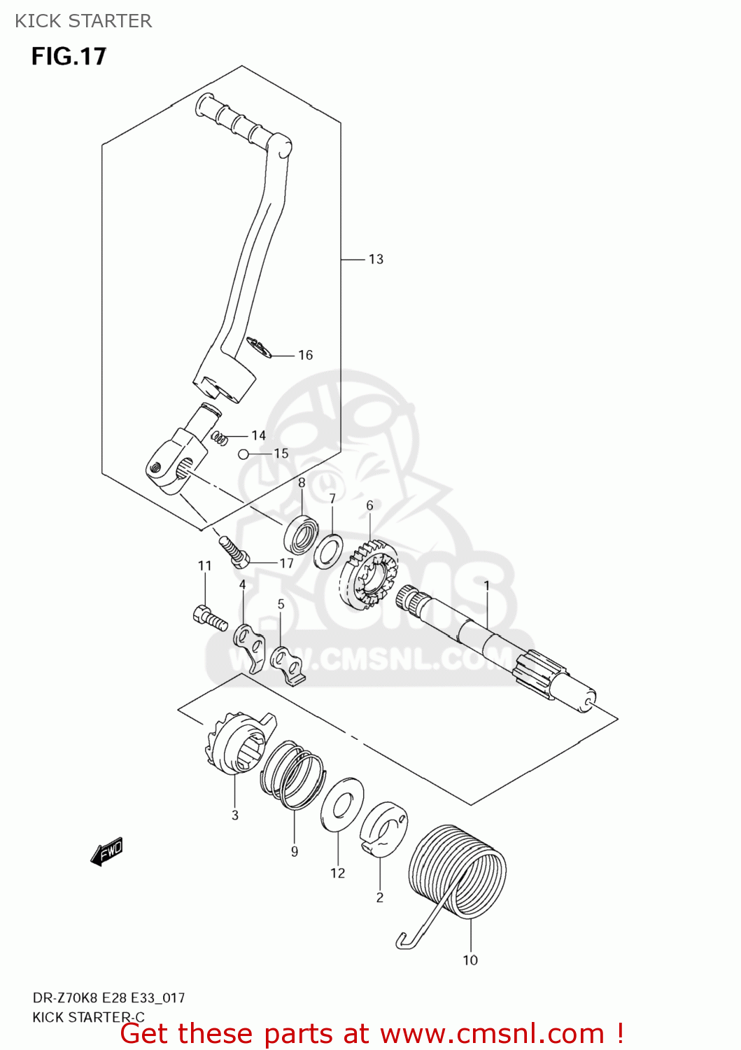 KICK STARTER DR-Z70 2008 (K8) USA (E03) DRZ70 DR Z70