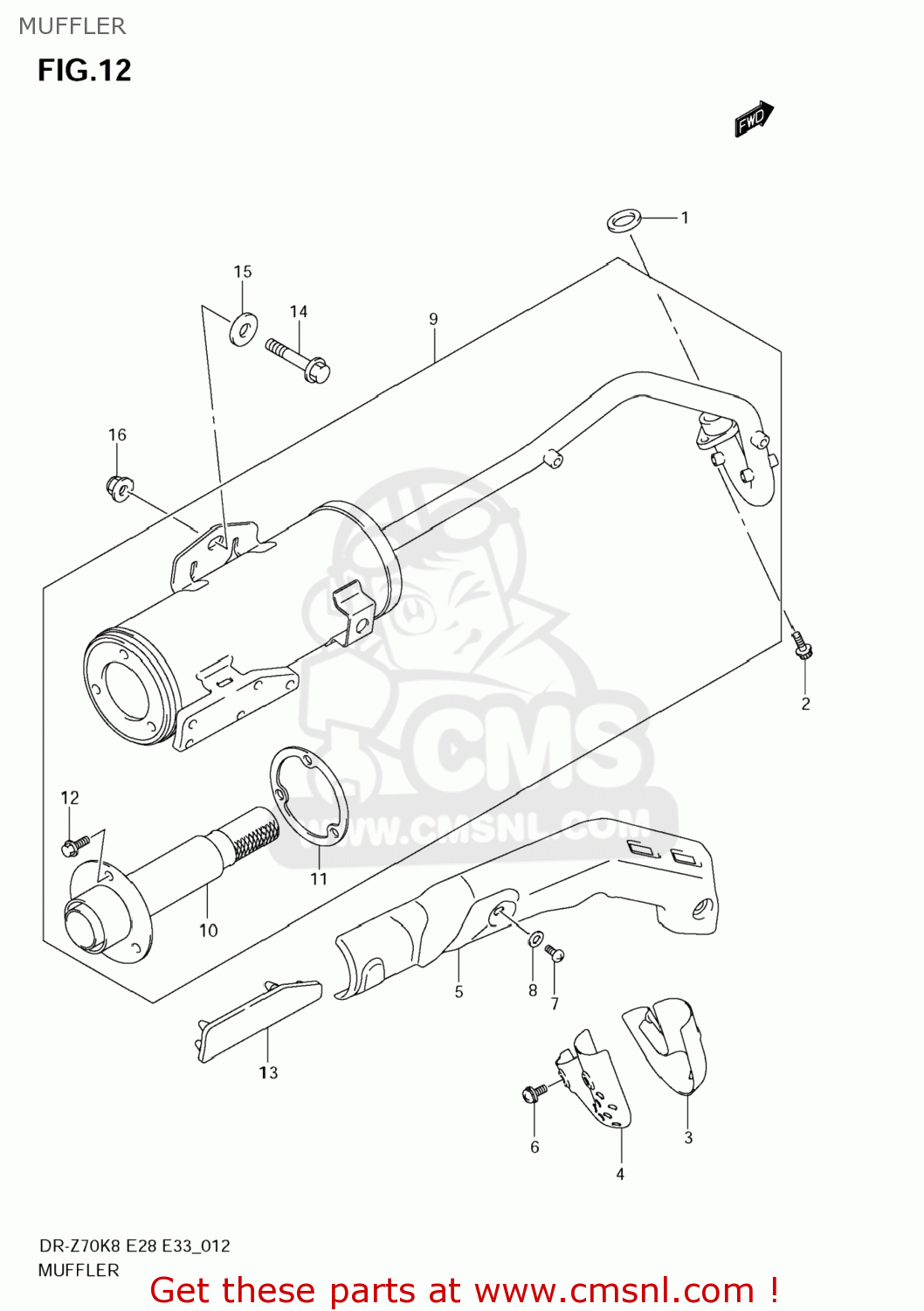 MUFFLER DR-Z70 2008 (K8) USA (E03) DRZ70 DR Z70