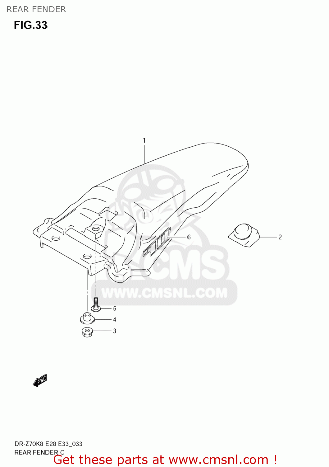REAR FENDER DR-Z70 2008 (K8) USA (E03) DRZ70 DR Z70