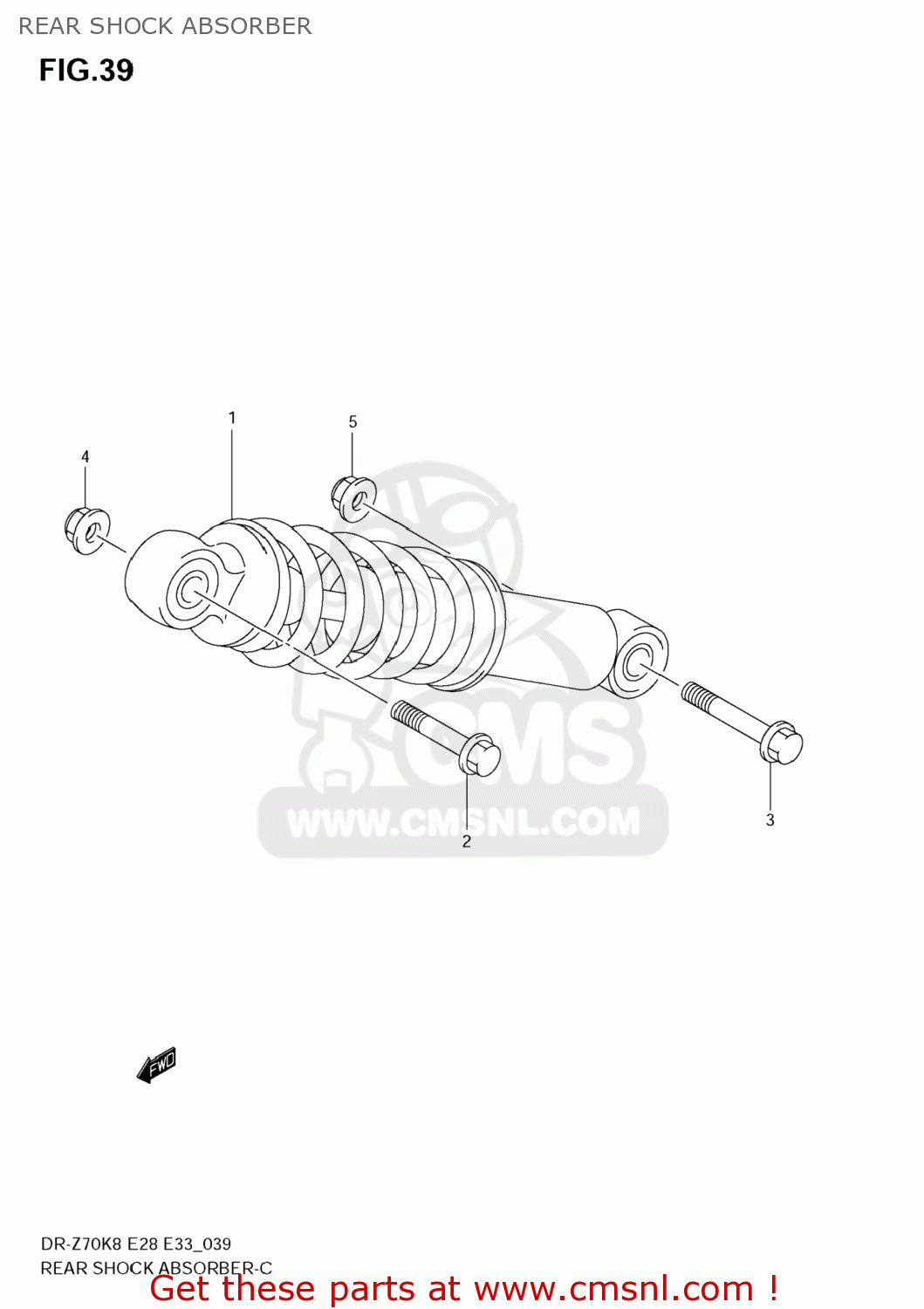 REAR SHOCK ABSORBER DR-Z70 2008 (K8) USA (E03) DRZ70 DR Z70