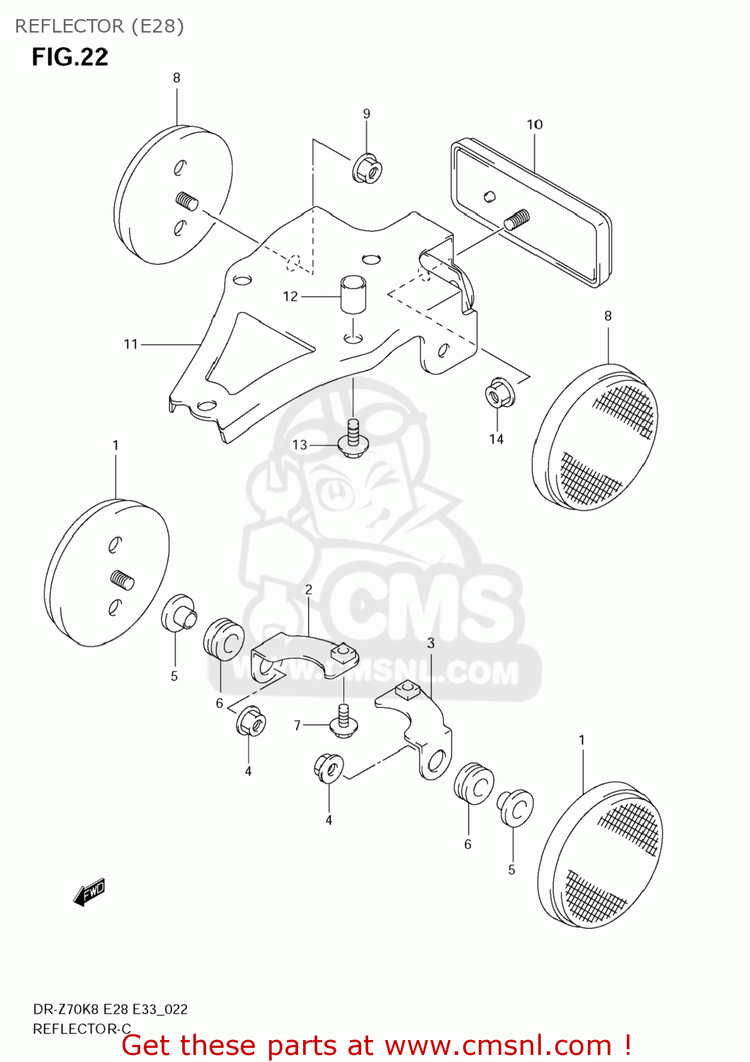 REFLECTOR (E28) DR-Z70 2008 (K8) USA (E03) DRZ70 DR Z70