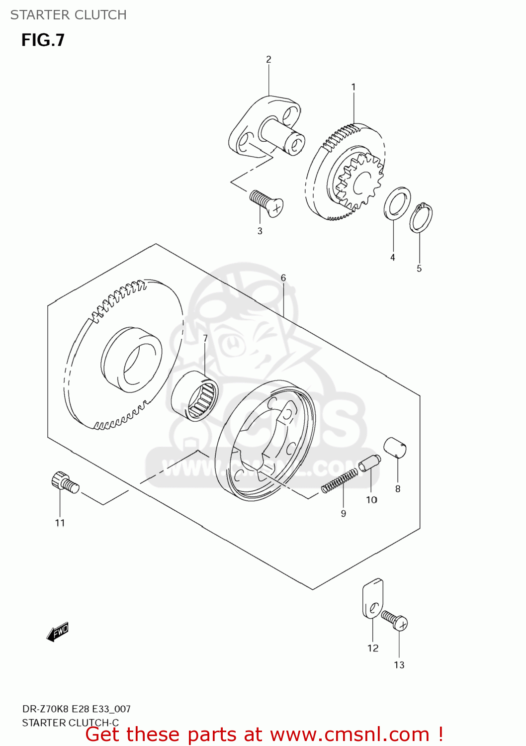STARTER CLUTCH DR-Z70 2008 (K8) USA (E03) DRZ70 DR Z70