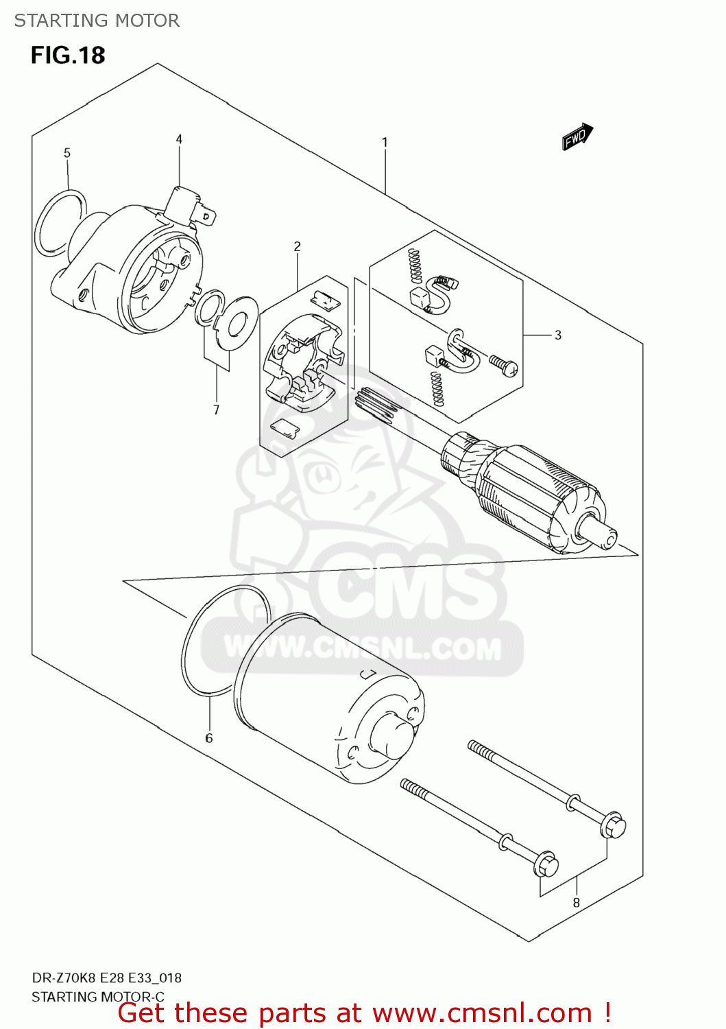 STARTING MOTOR DR-Z70 2008 (K8) USA (E03) DRZ70 DR Z70