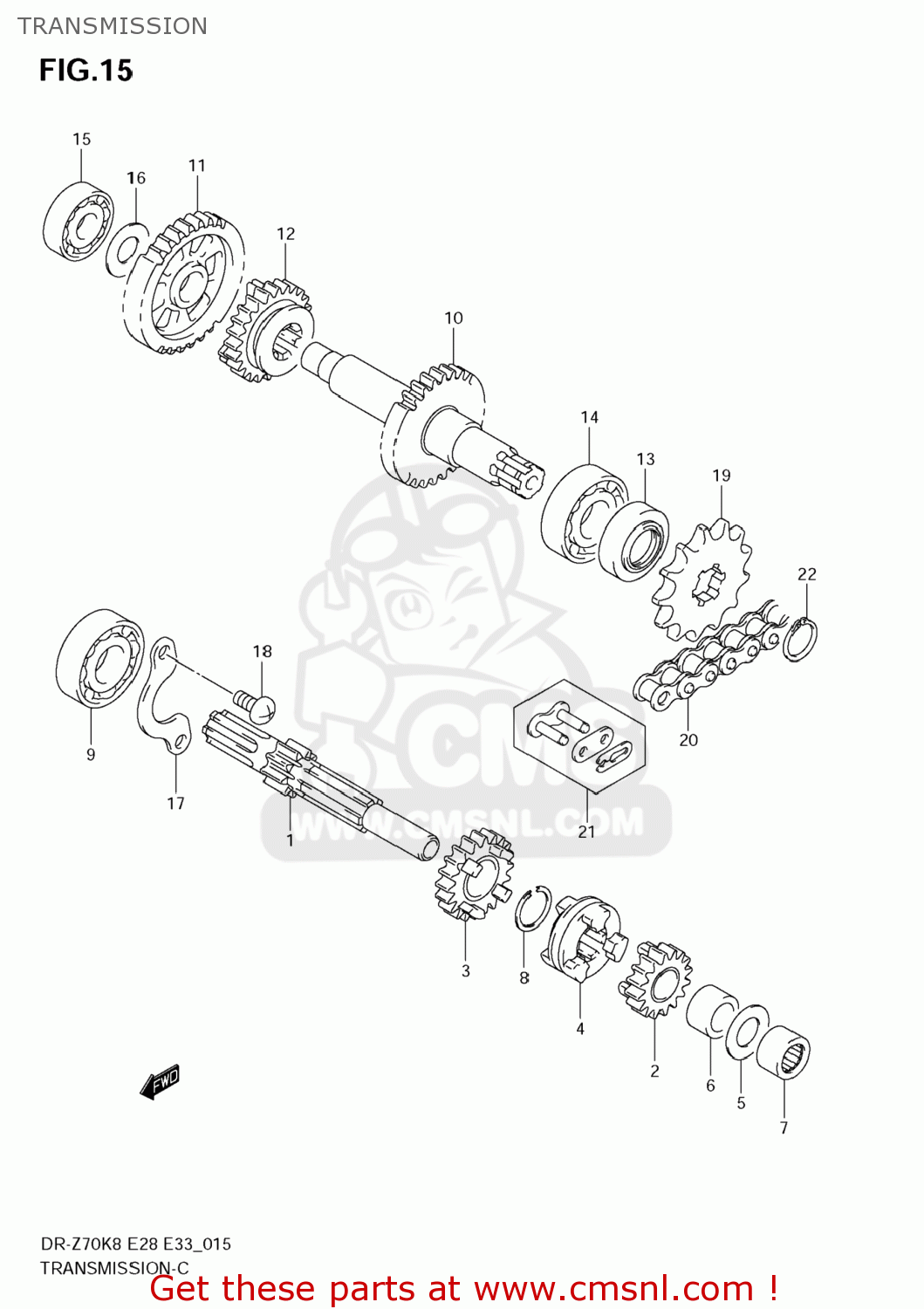 TRANSMISSION DR-Z70 2008 (K8) USA (E03) DRZ70 DR Z70
