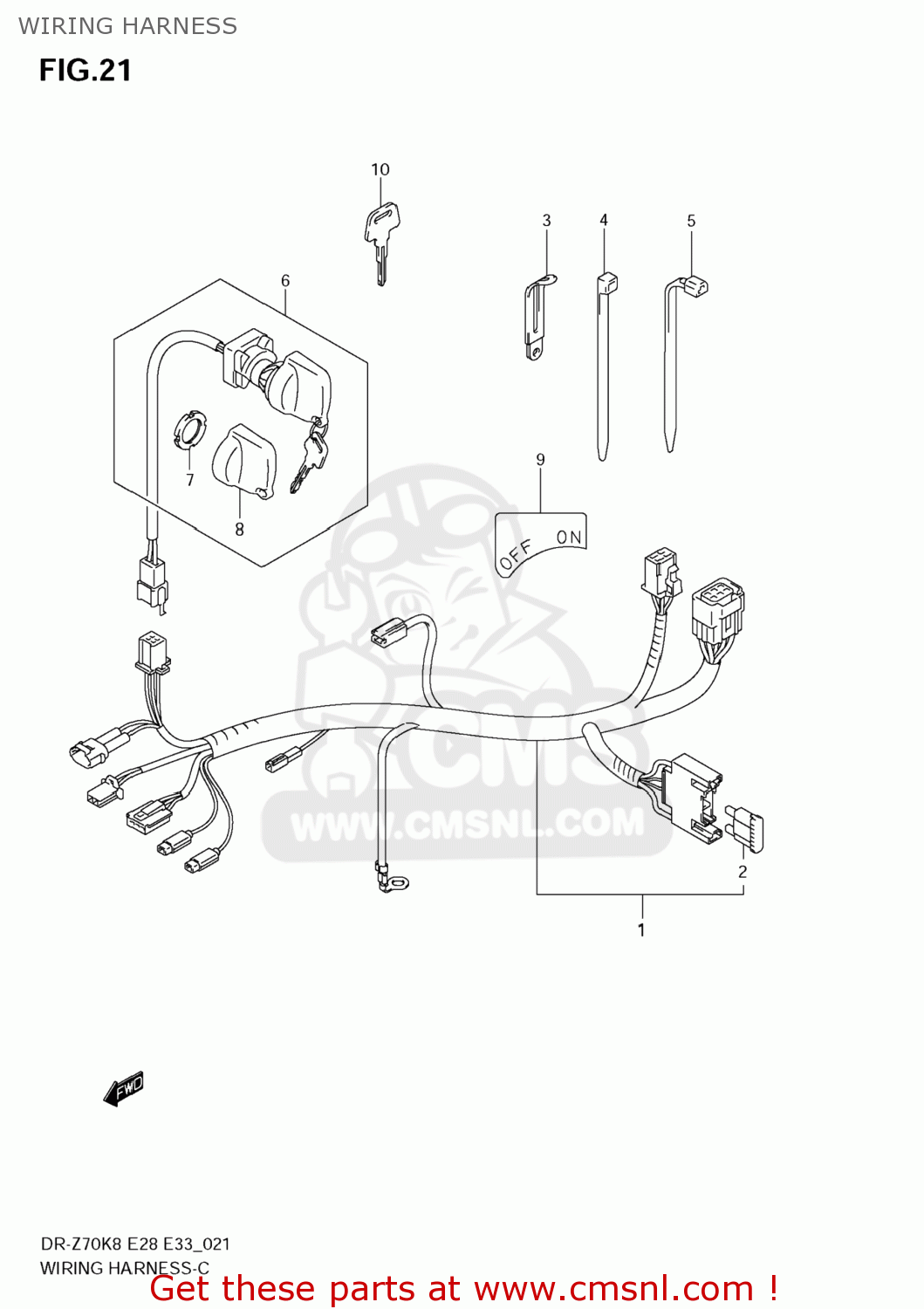 WIRING HARNESS DR-Z70 2008 (K8) USA (E03) DRZ70 DR Z70