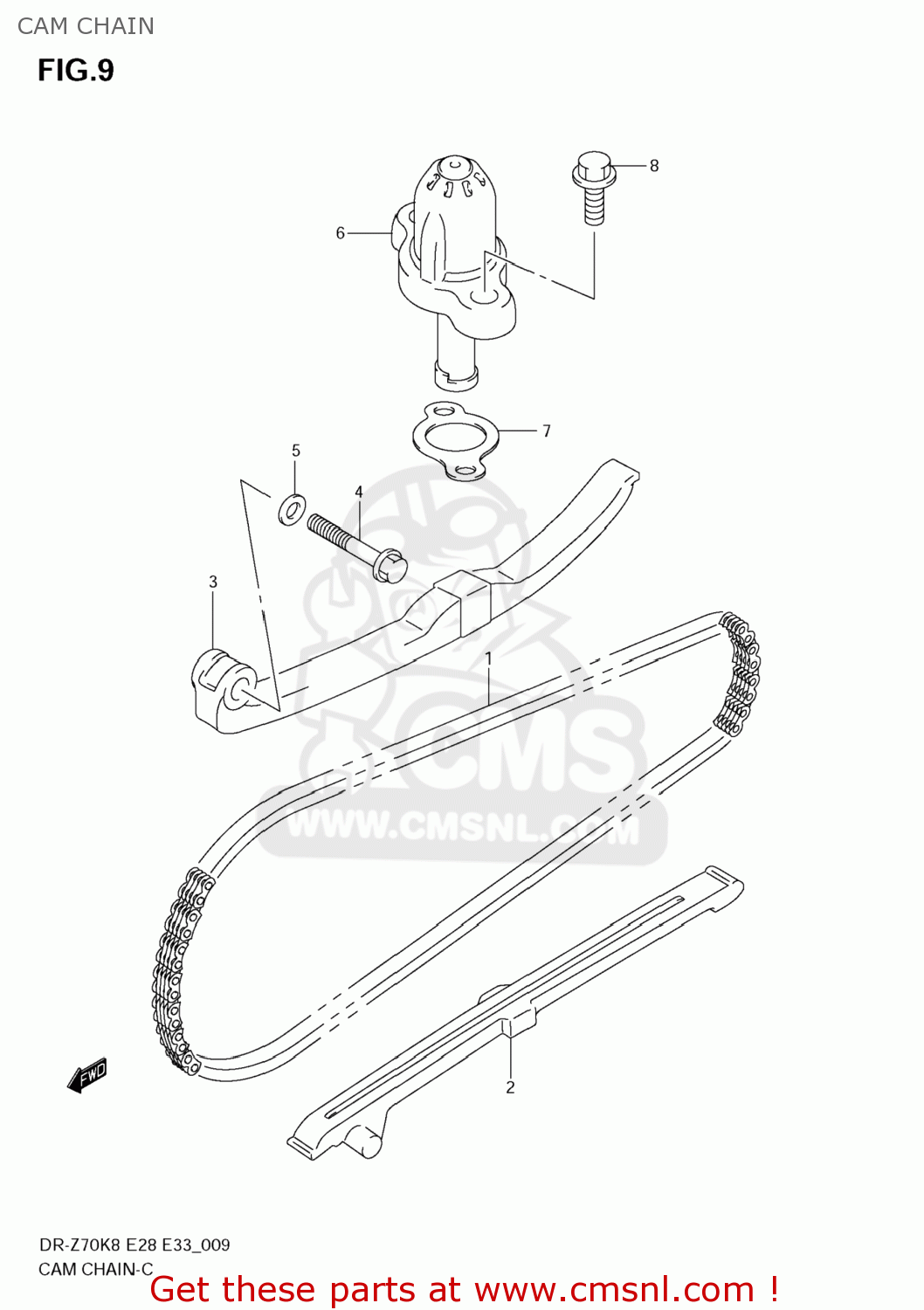 CAM CHAIN DR-Z70 2009 (K9) USA (E03) DRZ70 DR Z70