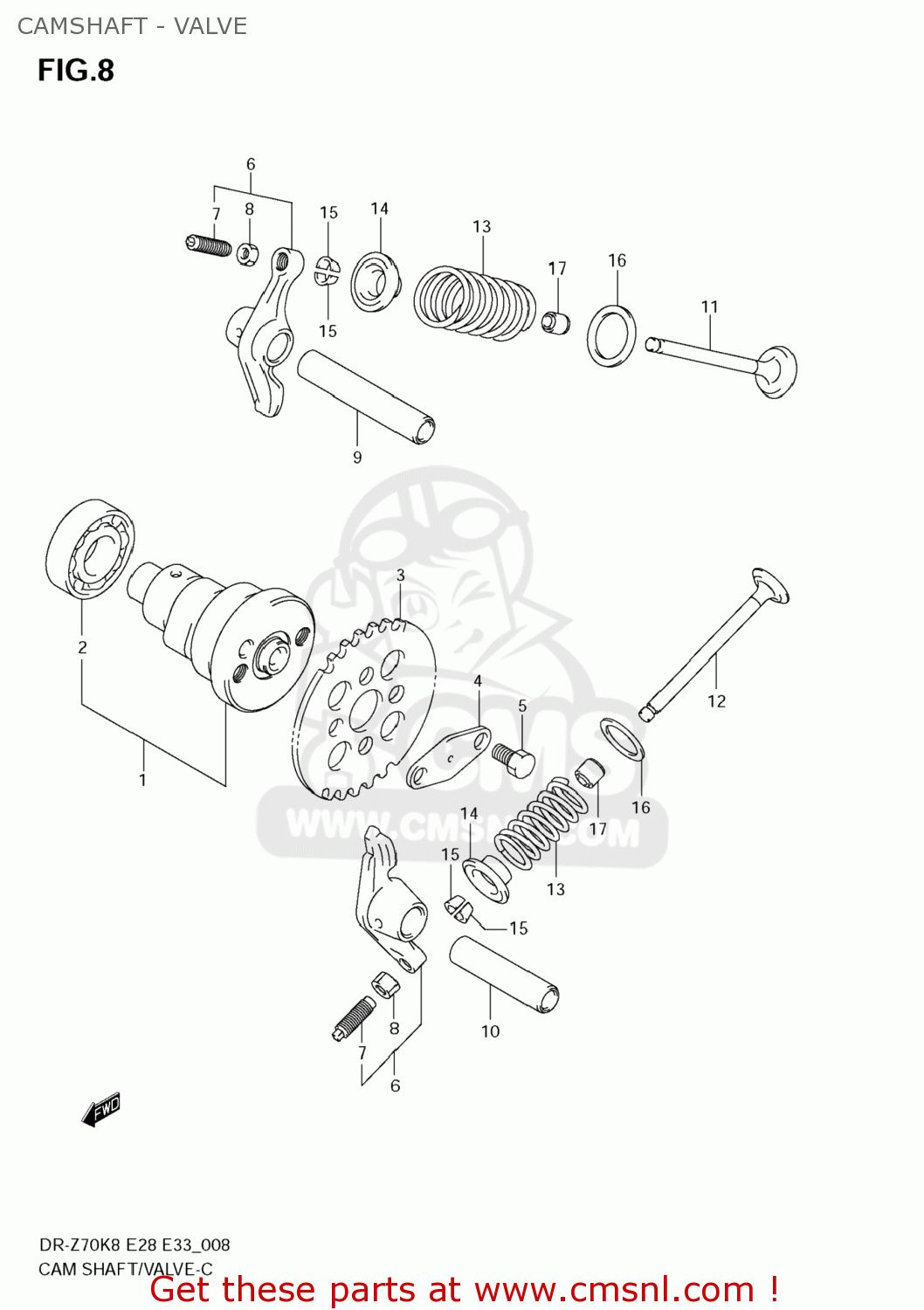 CAMSHAFT - VALVE DR-Z70 2009 (K9) USA (E03) DRZ70 DR Z70