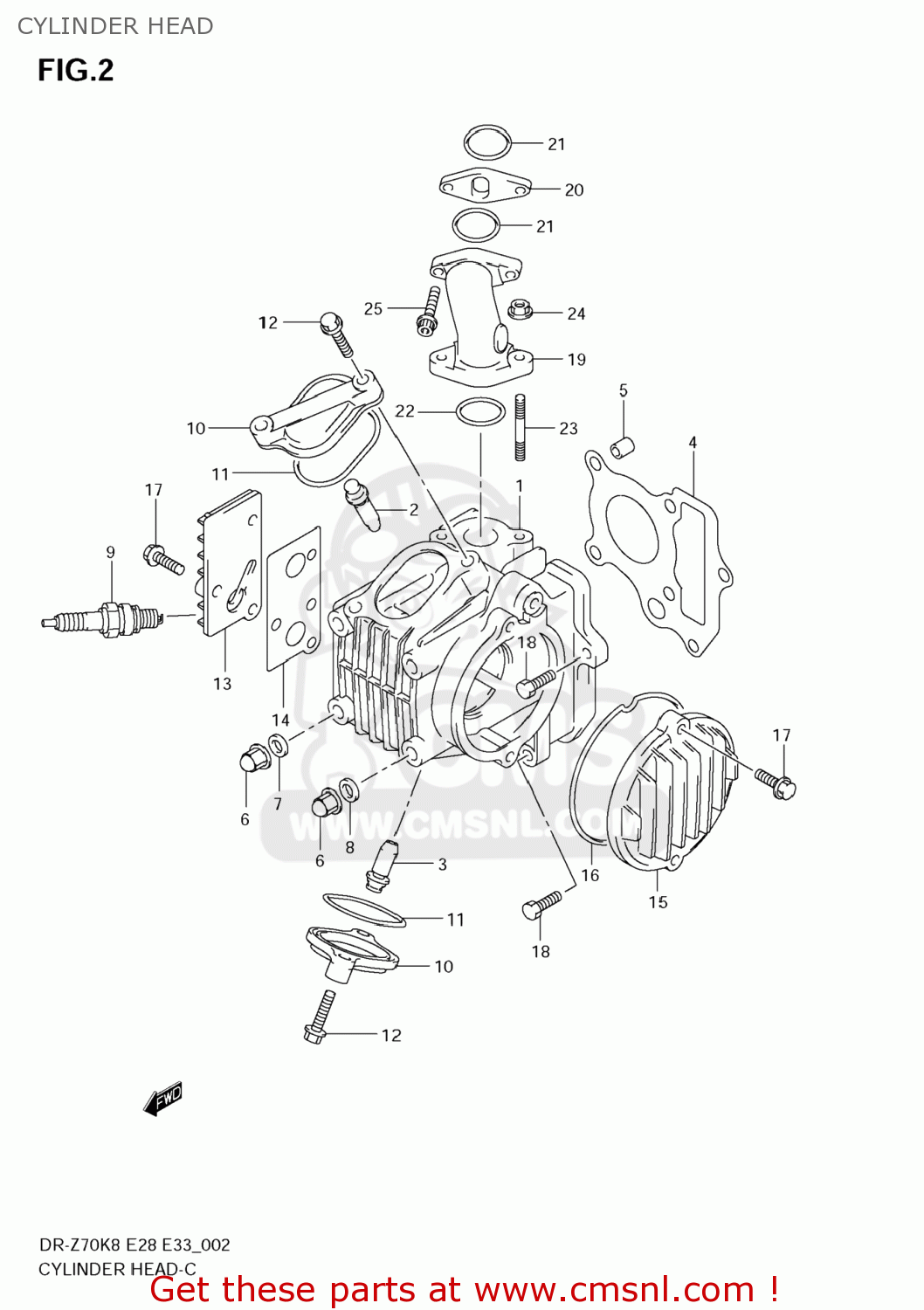 CYLINDER HEAD DR-Z70 2009 (K9) USA (E03) DRZ70 DR Z70