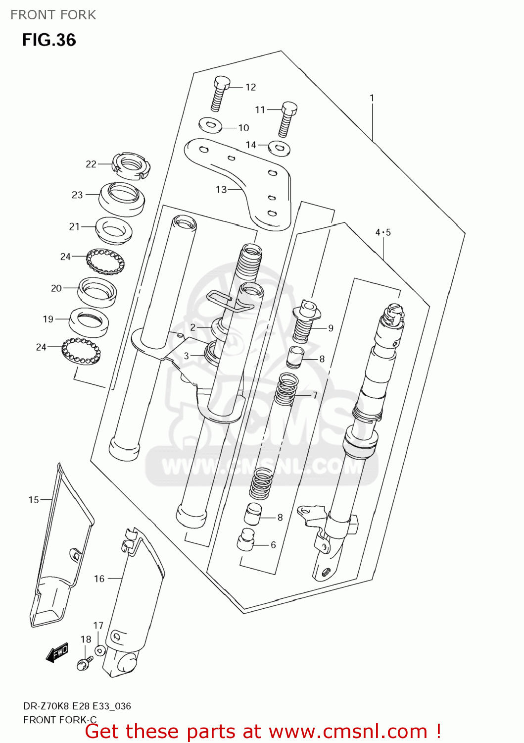 FRONT FORK DR-Z70 2009 (K9) USA (E03) DRZ70 DR Z70