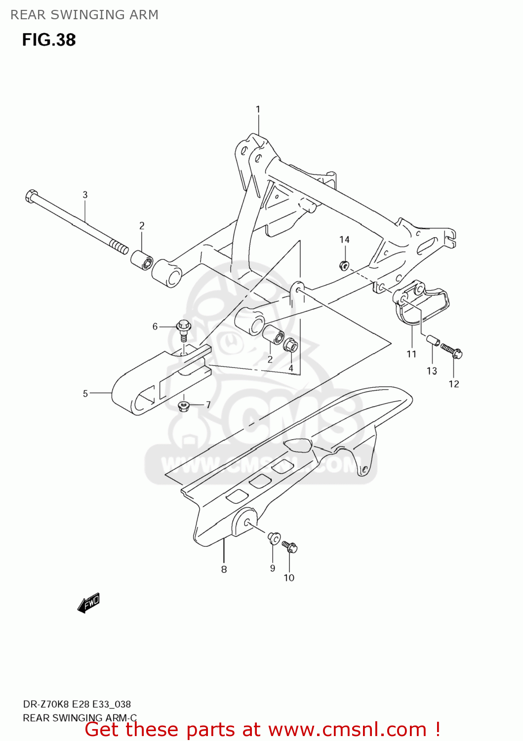 REAR SWINGING ARM DR-Z70 2009 (K9) USA (E03) DRZ70 DR Z70