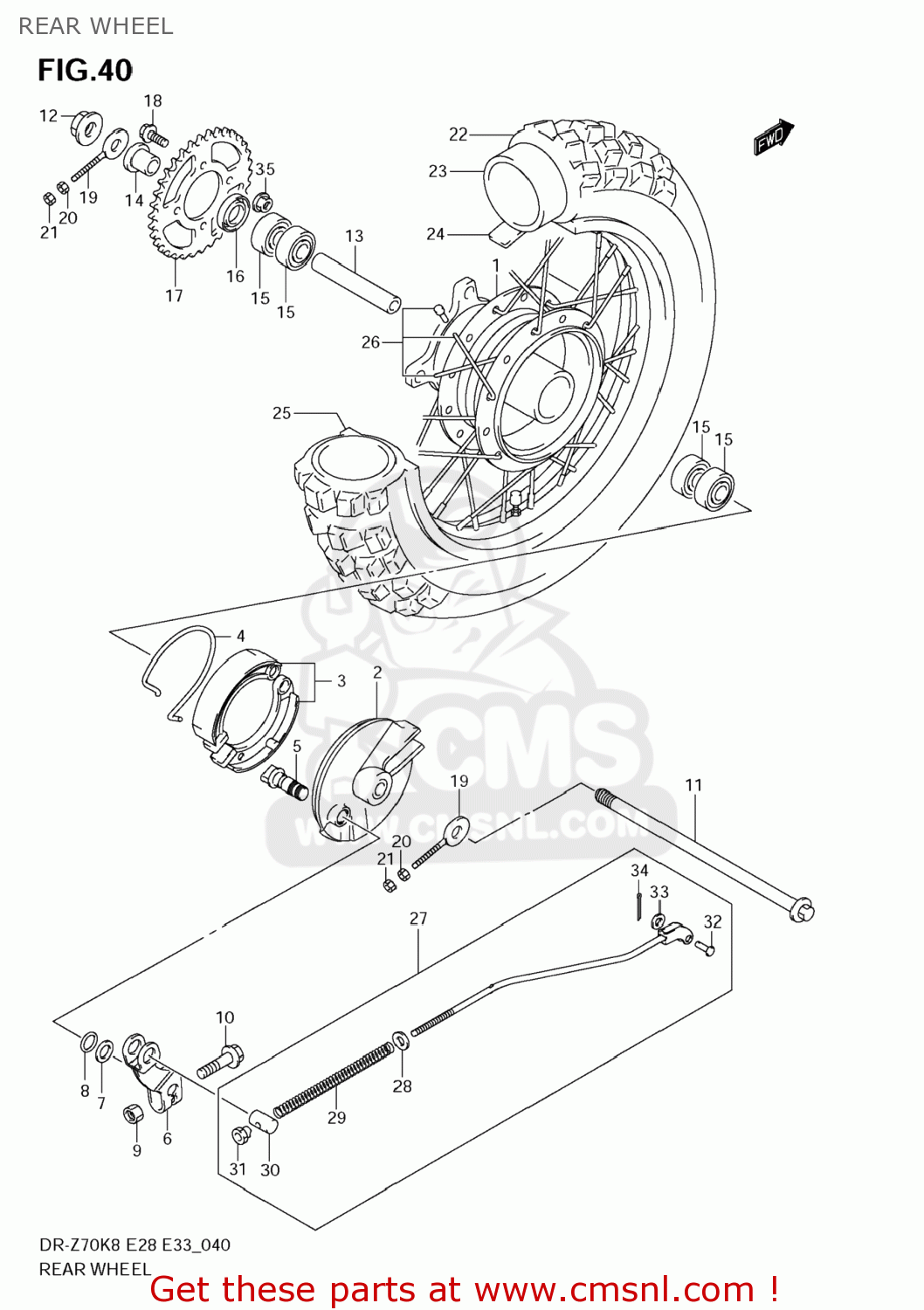 REAR WHEEL DR-Z70 2009 (K9) USA (E03) DRZ70 DR Z70