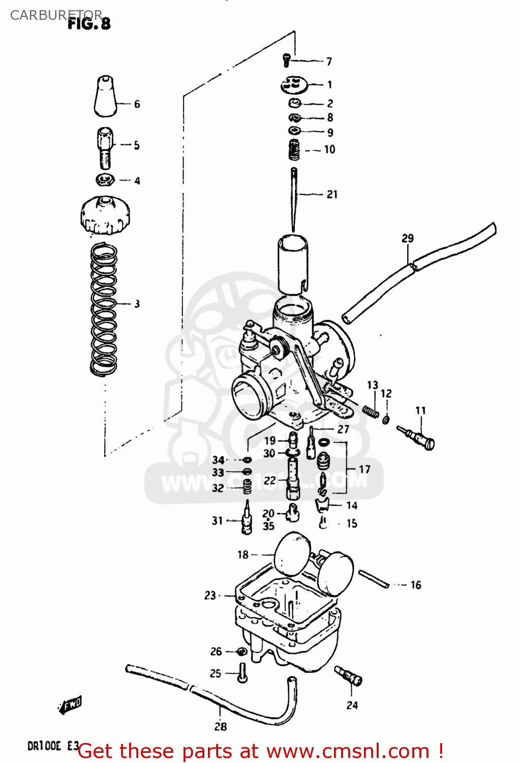CARBURETOR DR100 1983 (D) USA (E03)