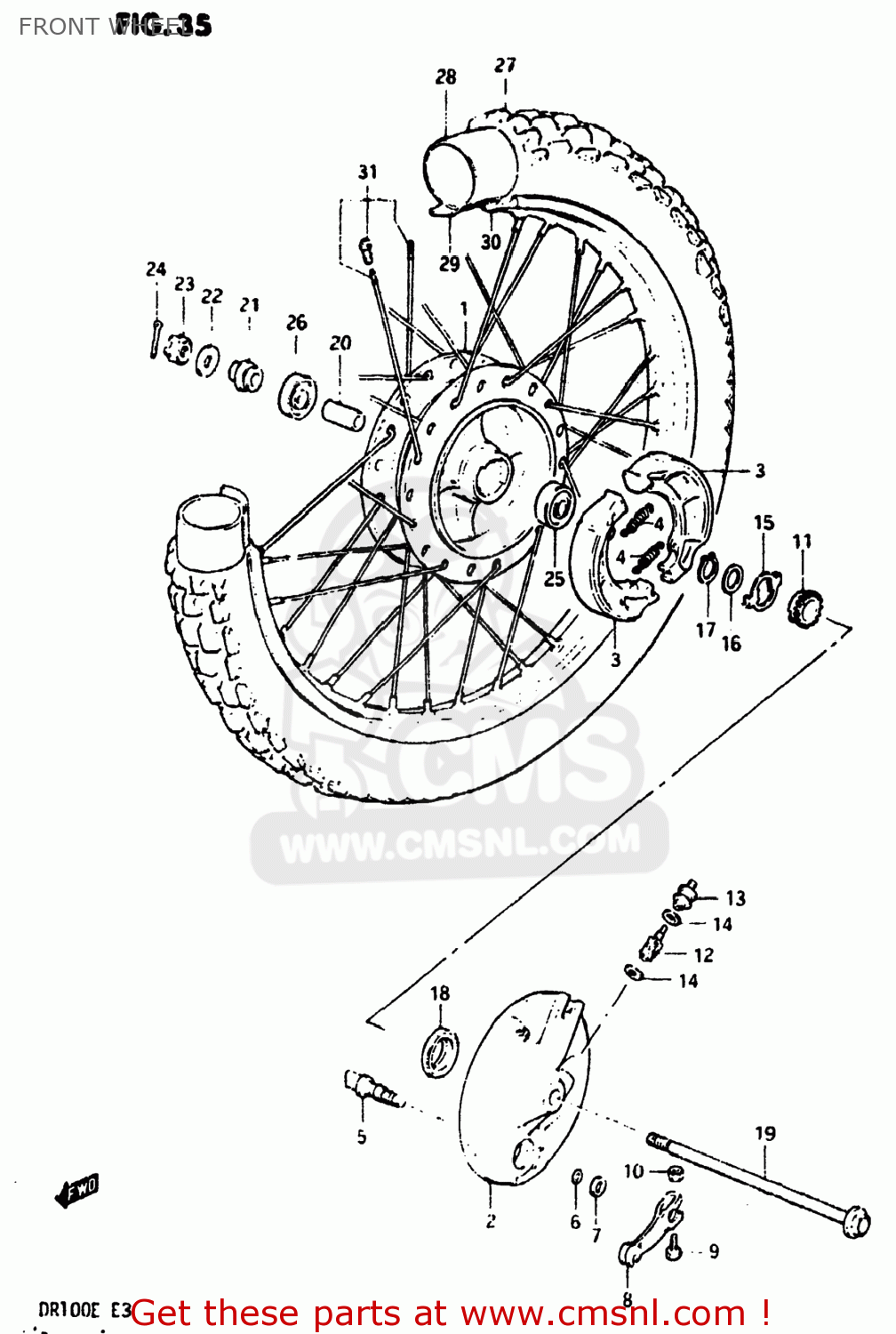 FRONT WHEEL DR100 1983 (D) USA (E03)