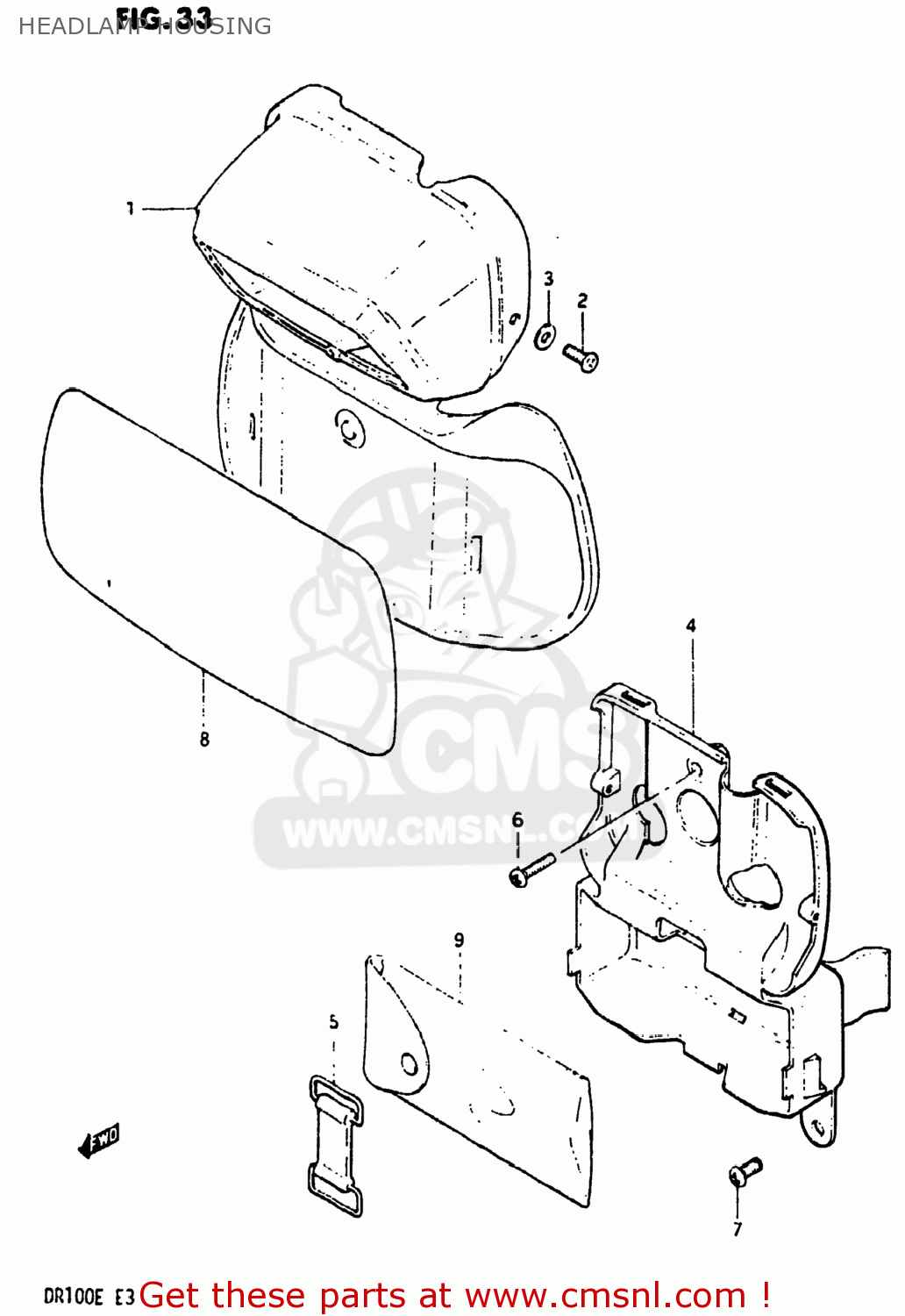 HEADLAMP HOUSING DR100 1983 (D) USA (E03)