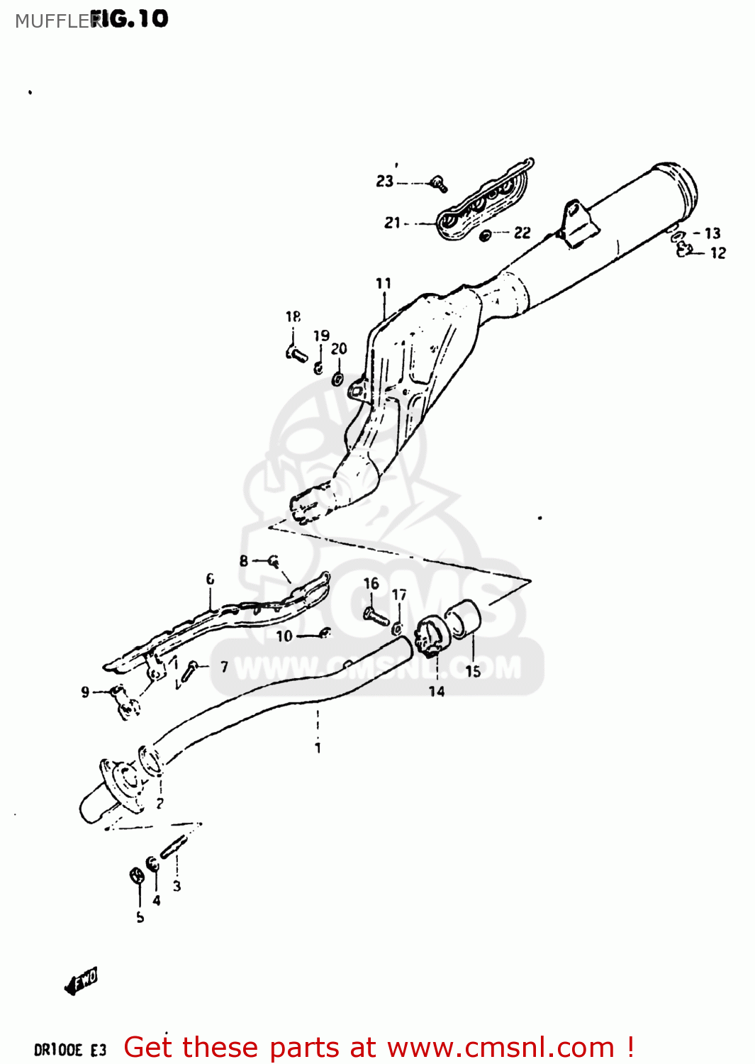 MUFFLER DR100 1983 (D) USA (E03)