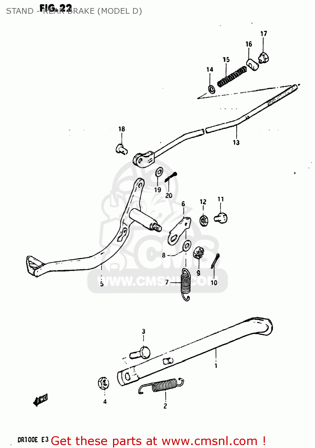 STAND - REAR BRAKE (MODEL D) DR100 1983 (D) USA (E03)