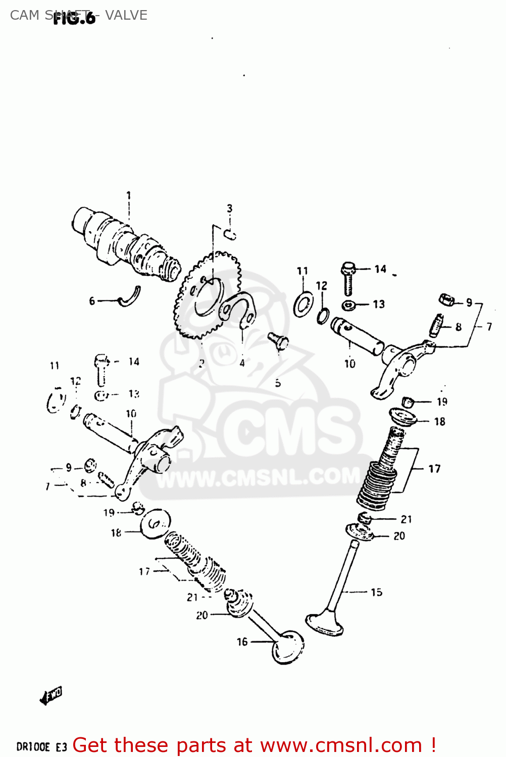 CAM SHAFT - VALVE DR100 1984 (E) USA (E03)