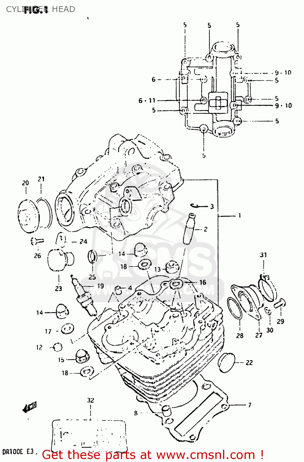 CYLINDER HEAD DR100 1984 (E) USA (E03)