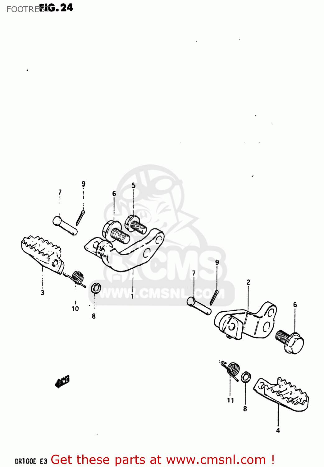 FOOTREST DR100 1984 (E) USA (E03)