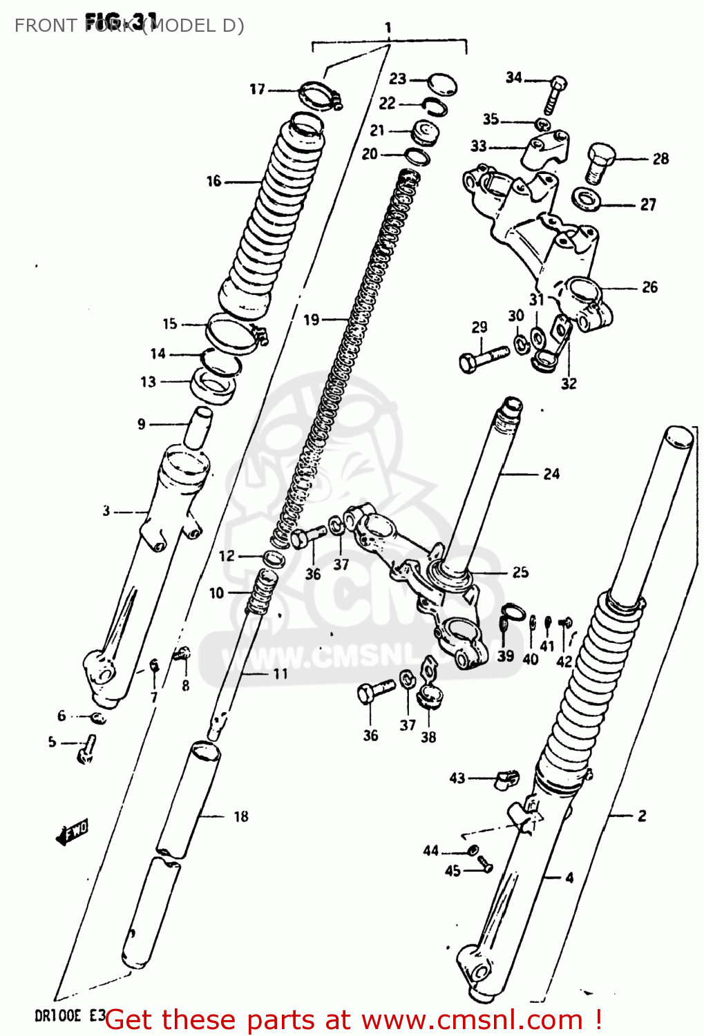 FRONT FORK (MODEL D) DR100 1984 (E) USA (E03)