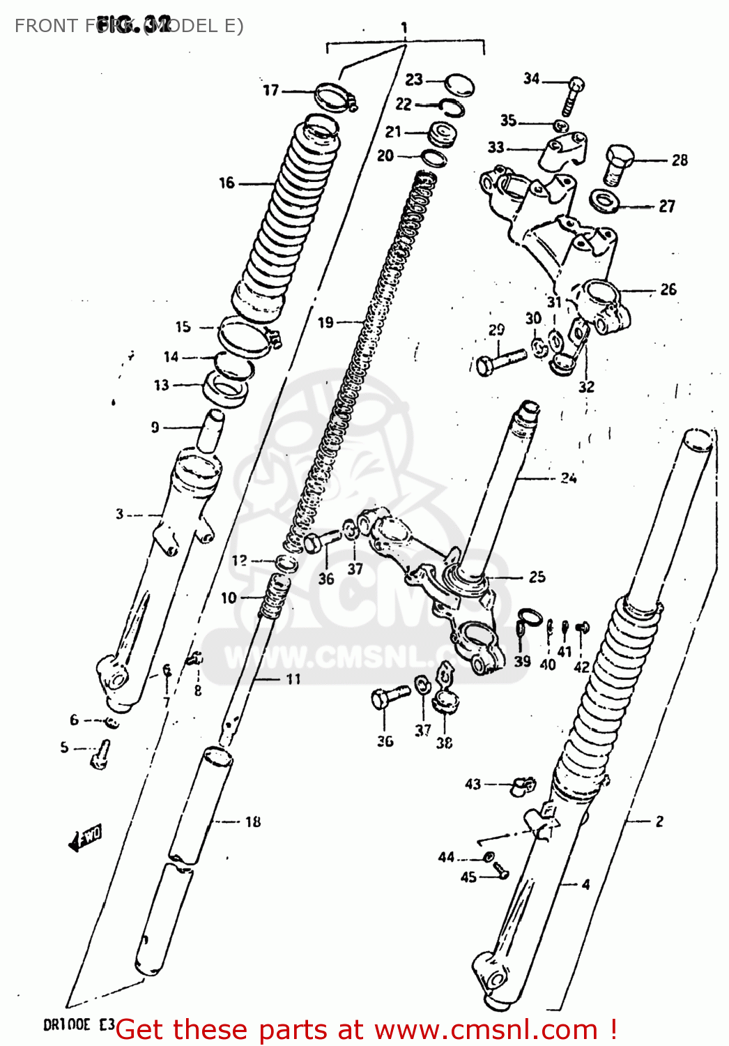 FRONT FORK (MODEL E) DR100 1984 (E) USA (E03)