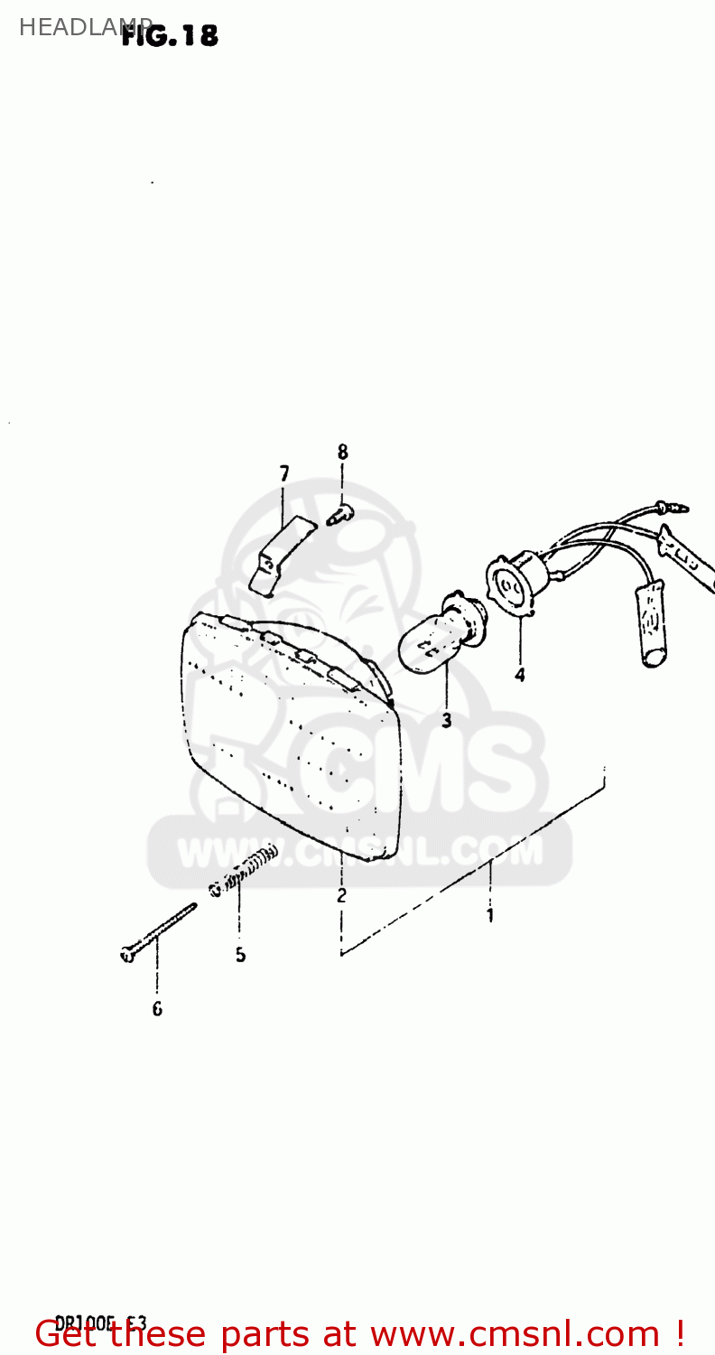 HEADLAMP DR100 1984 (E) USA (E03)