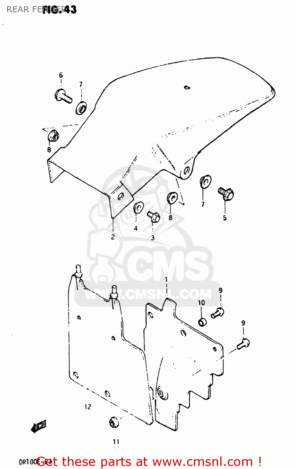 REAR FENDER DR100 1984 (E) USA (E03)
