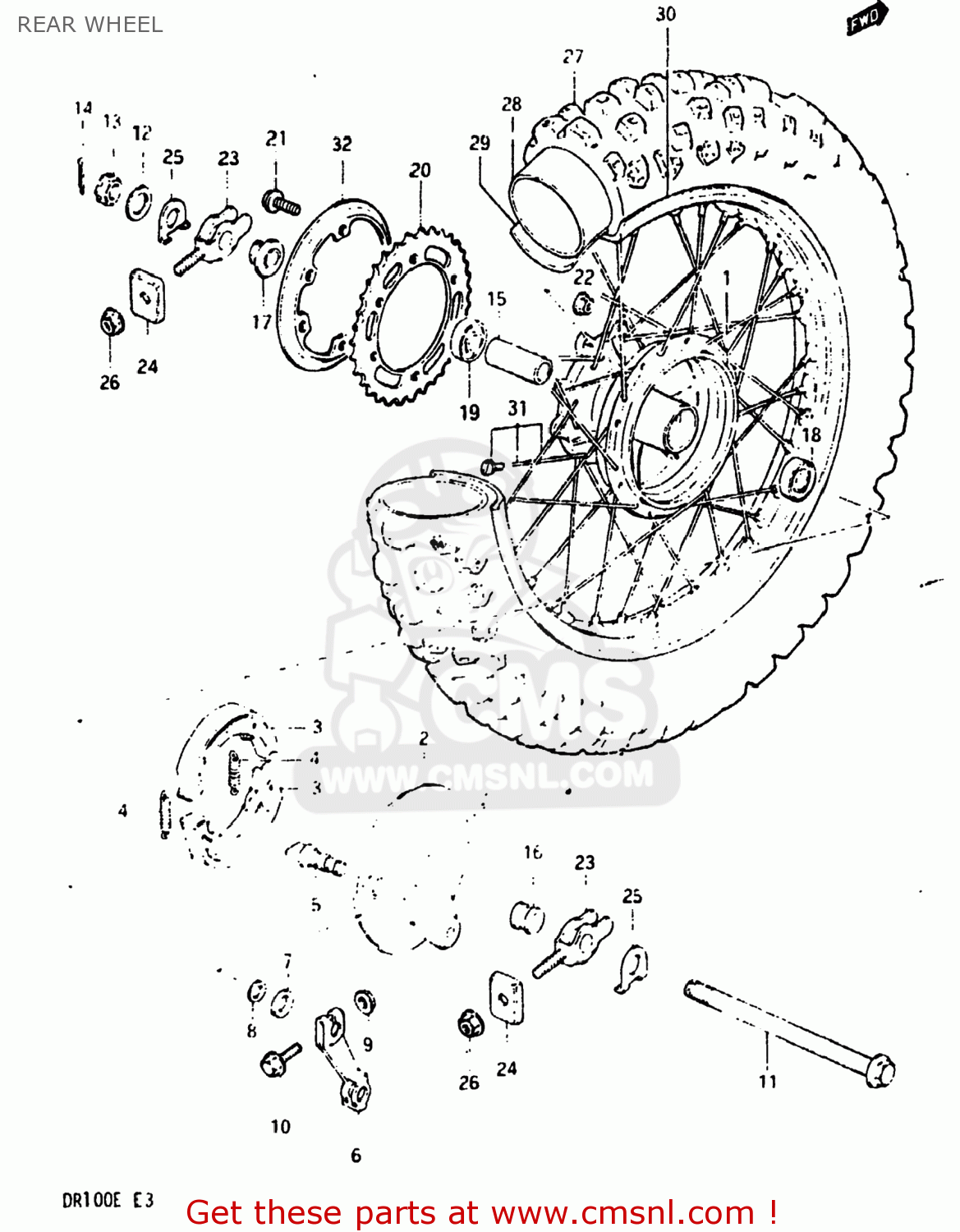 REAR WHEEL DR100 1984 (E) USA (E03)