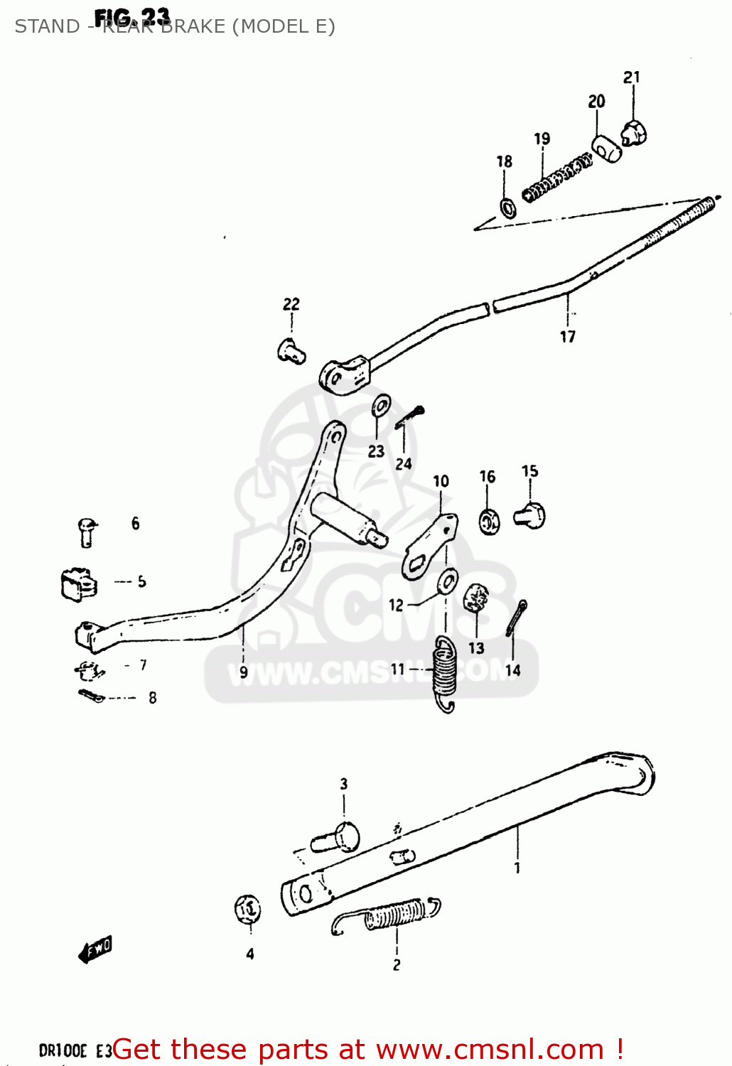 STAND - REAR BRAKE (MODEL E) DR100 1984 (E) USA (E03)