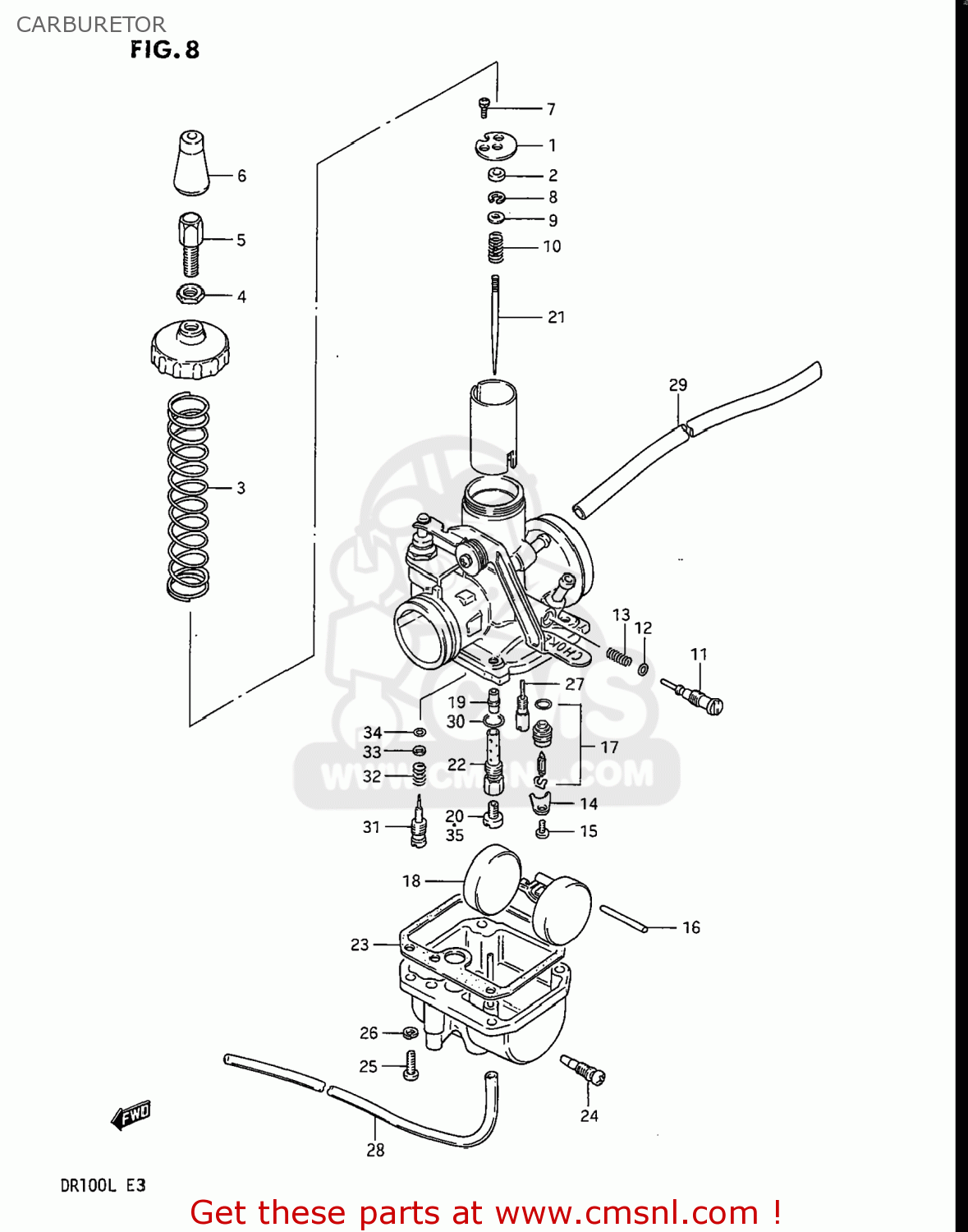 Suzuki DR100 1985 (F) USA (E03) CARBURETOR - buy original CARBURETOR ...